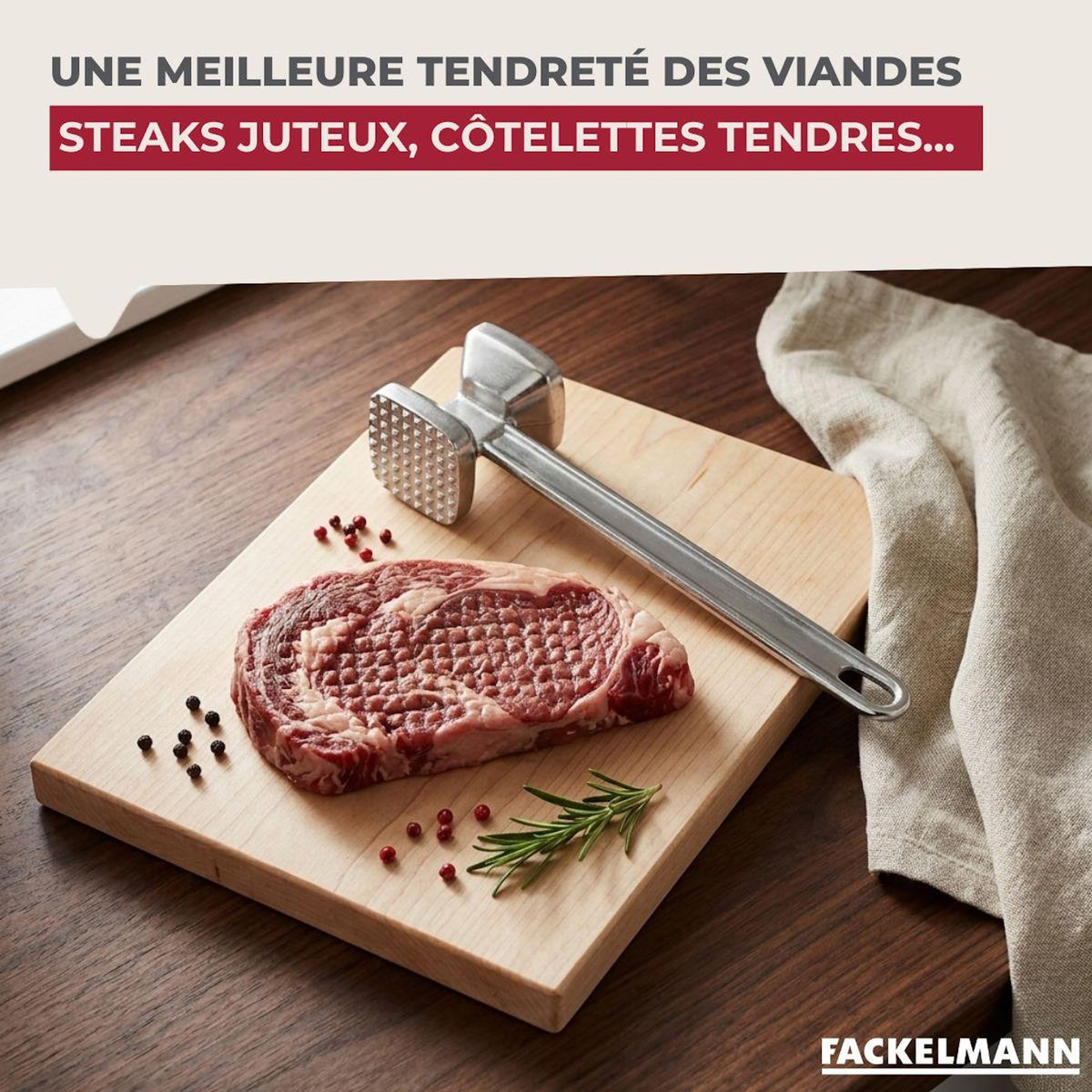 Fackelmann Attendrisseur à viande en aluminium 22 cm Fackelmann Basic