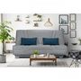 Voir la diapositive 2 : MARKET24 COMFORT BULTEX Banquette clic-clac - 3 places - Tissu gris + Coussins déco bleu - L193 x