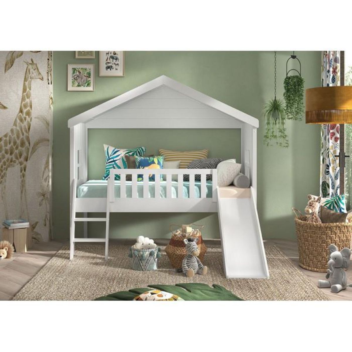 Paris Prix Lit Cabane & Toboggan Enfant  Housebed  90x200cm Blanc