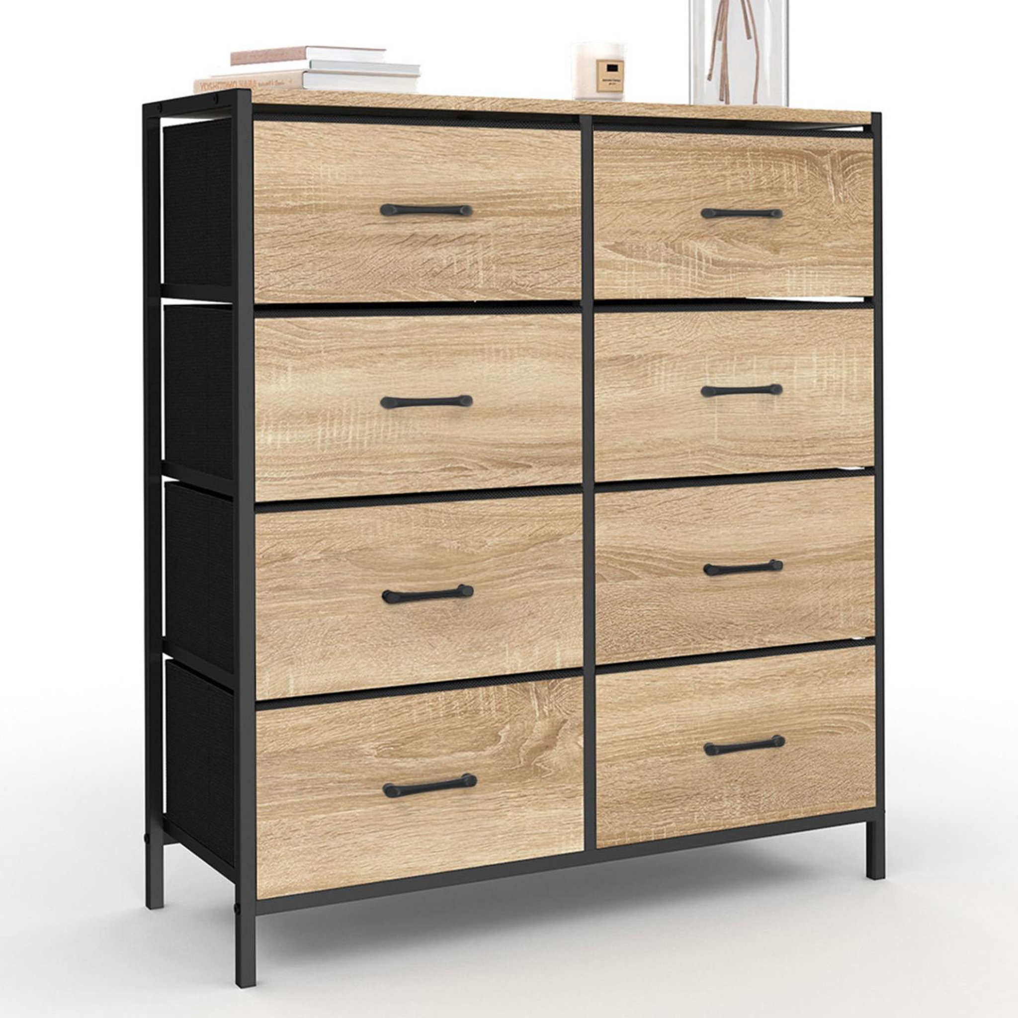 ID MARKET Commode 8 tiroirs en tissu utah 80 cm meuble de rangement design industriel