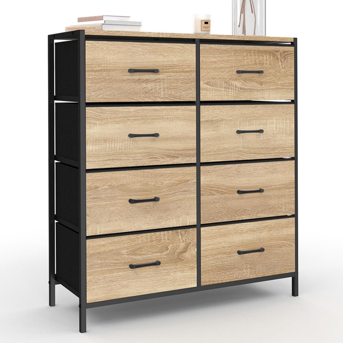 ID MARKET Commode 8 tiroirs en tissu UTAH 80 cm meuble de rangement design industriel