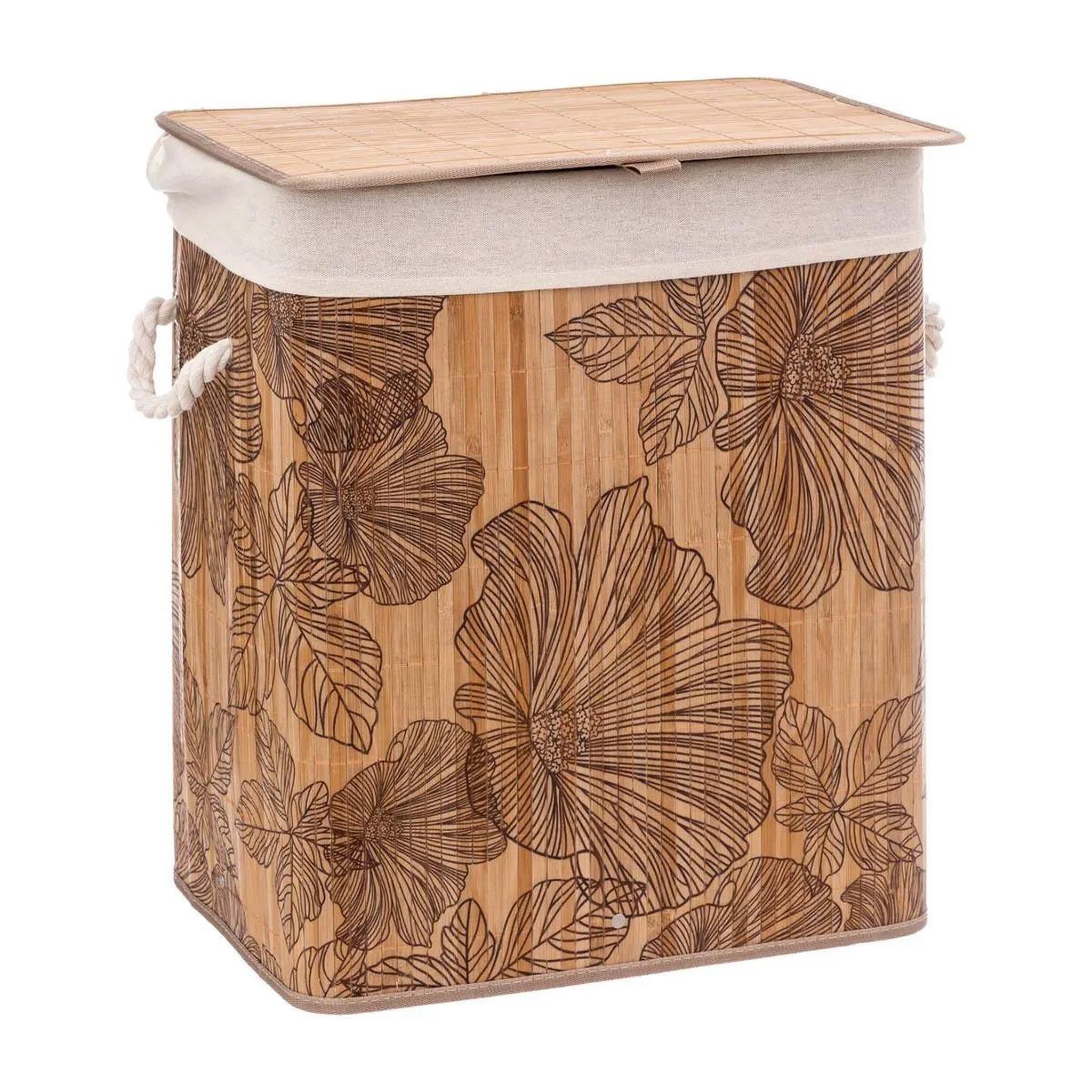 FIVE Panier à linge en bambou  blackflora  50l beige