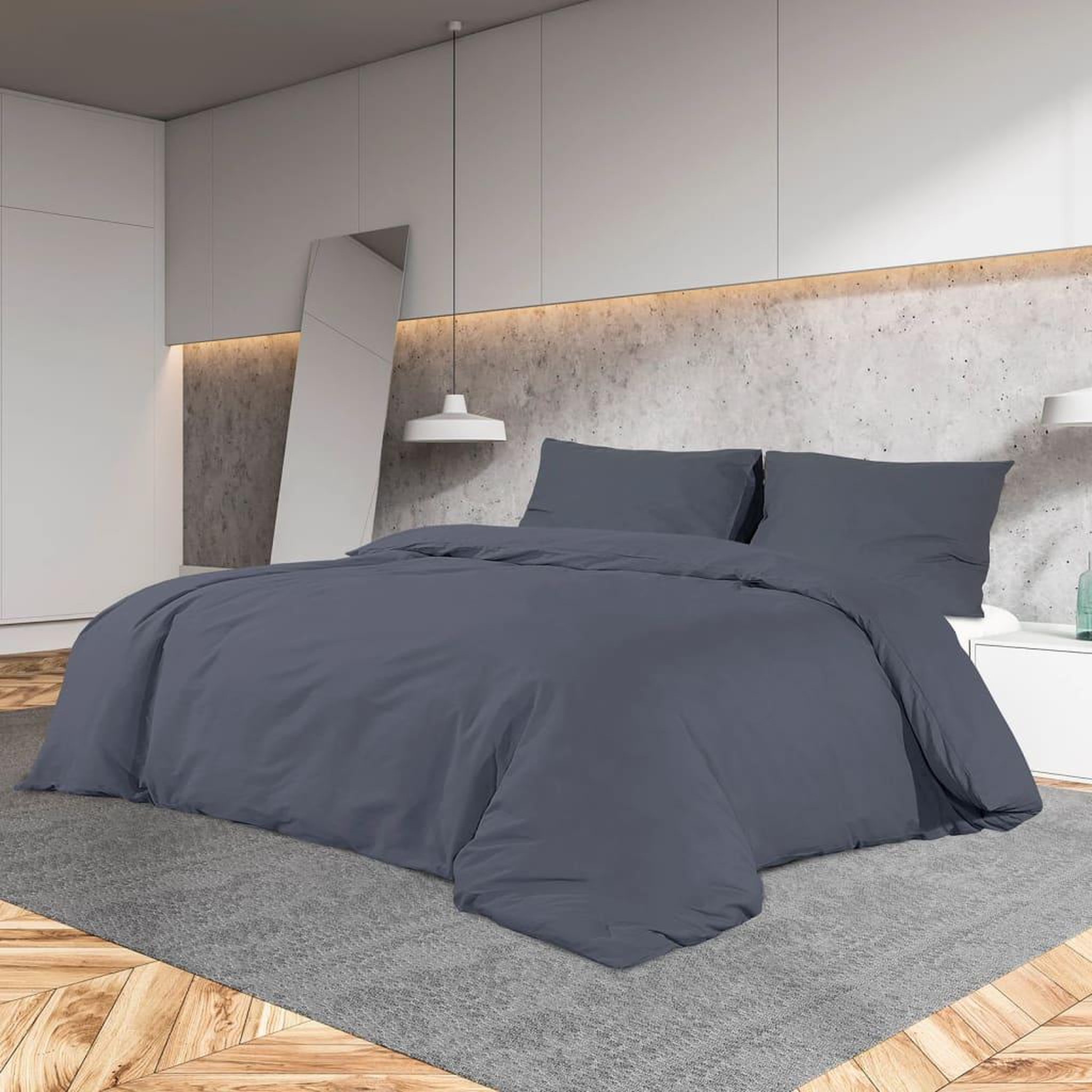 Voir la diapositive 1 : VIDAXL Ensemble de housse de couette Anthracite 135x200 cm Microfibre