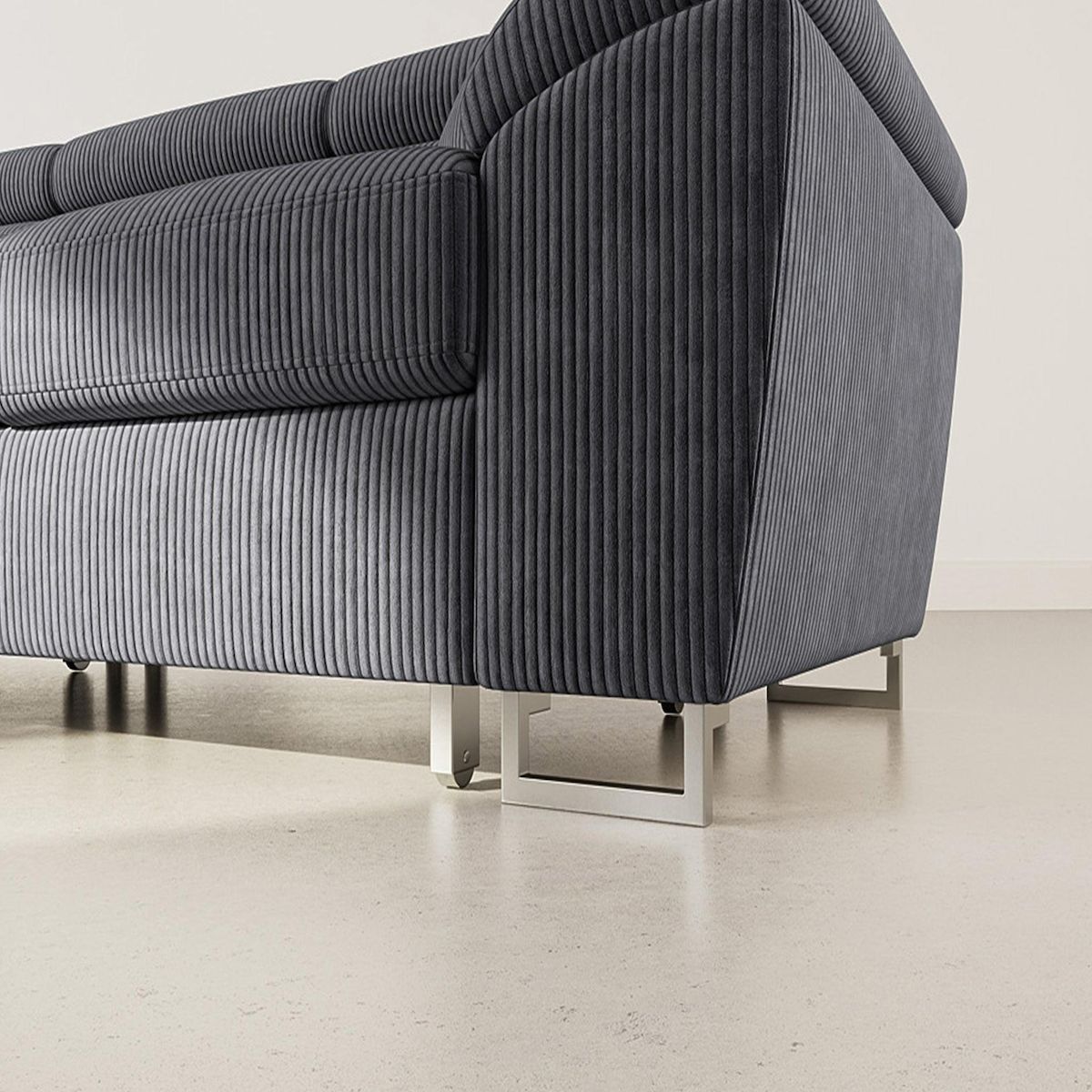 BEST MOBILIER Baoji - canapé d'angle gauche 5 places convertible avec têtières et coffre en velours côtelé