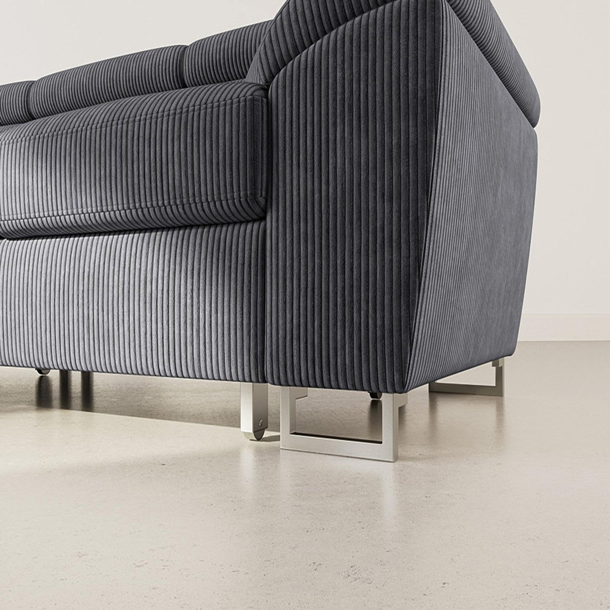 BEST MOBILIER Baoji - canapé d'angle gauche 5 places convertible avec têtières et coffre en velours côtelé