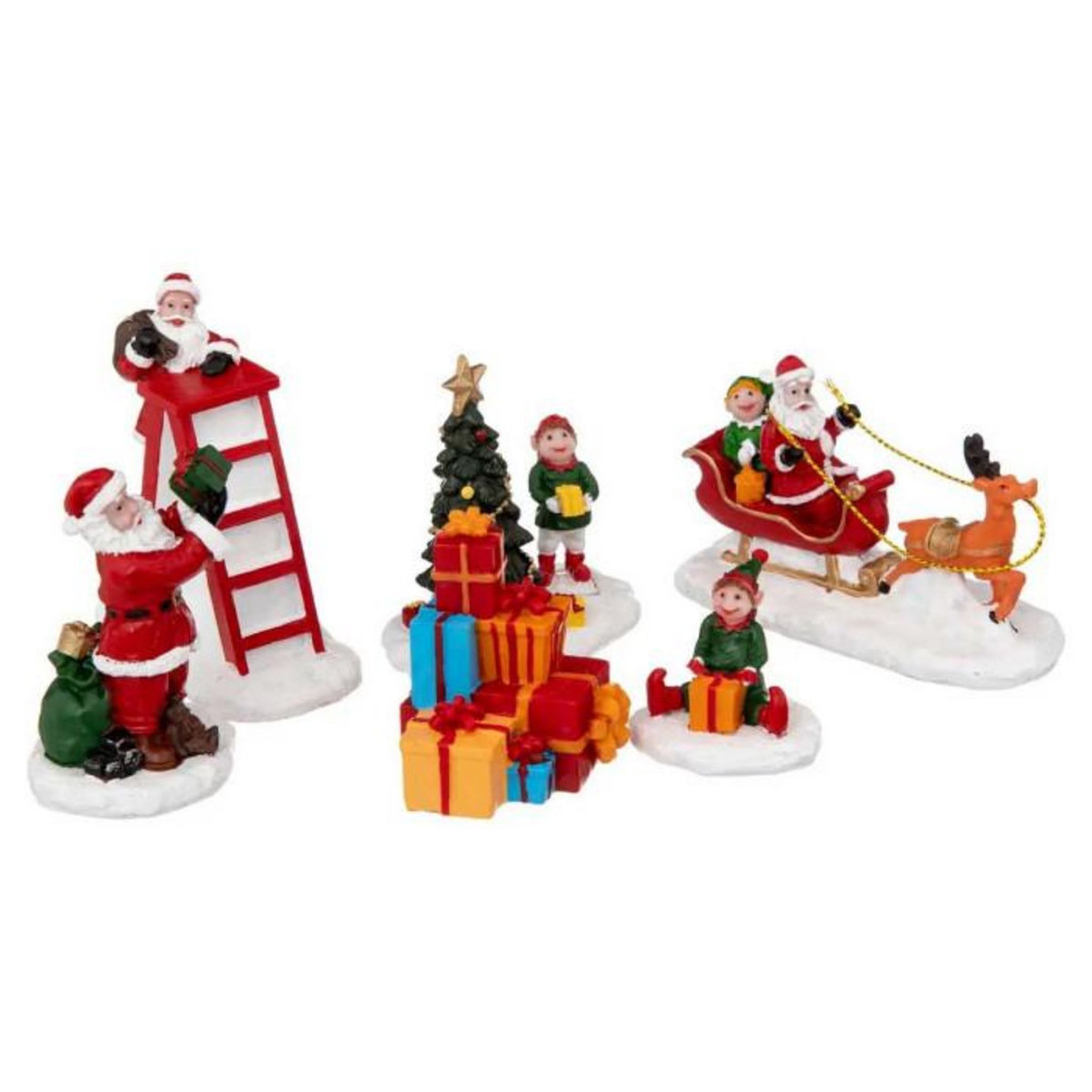 FEERIC LIGHT & CHRISTMAS Lot de 6 Personnages Village de Noël  Laponie  23cm Multicolore