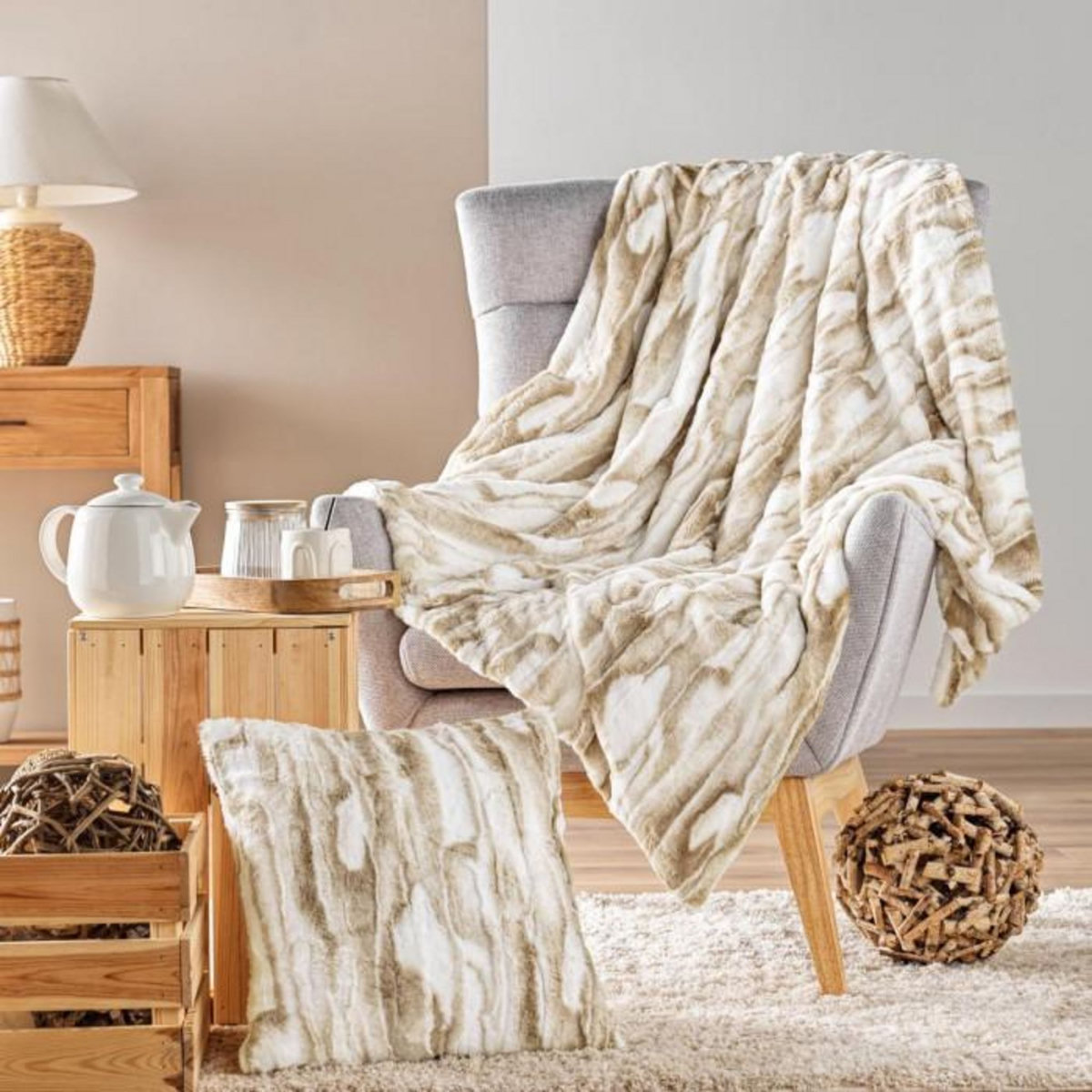 Paris Prix Housse de Coussin  Cheyenne  40x40cm Naturel