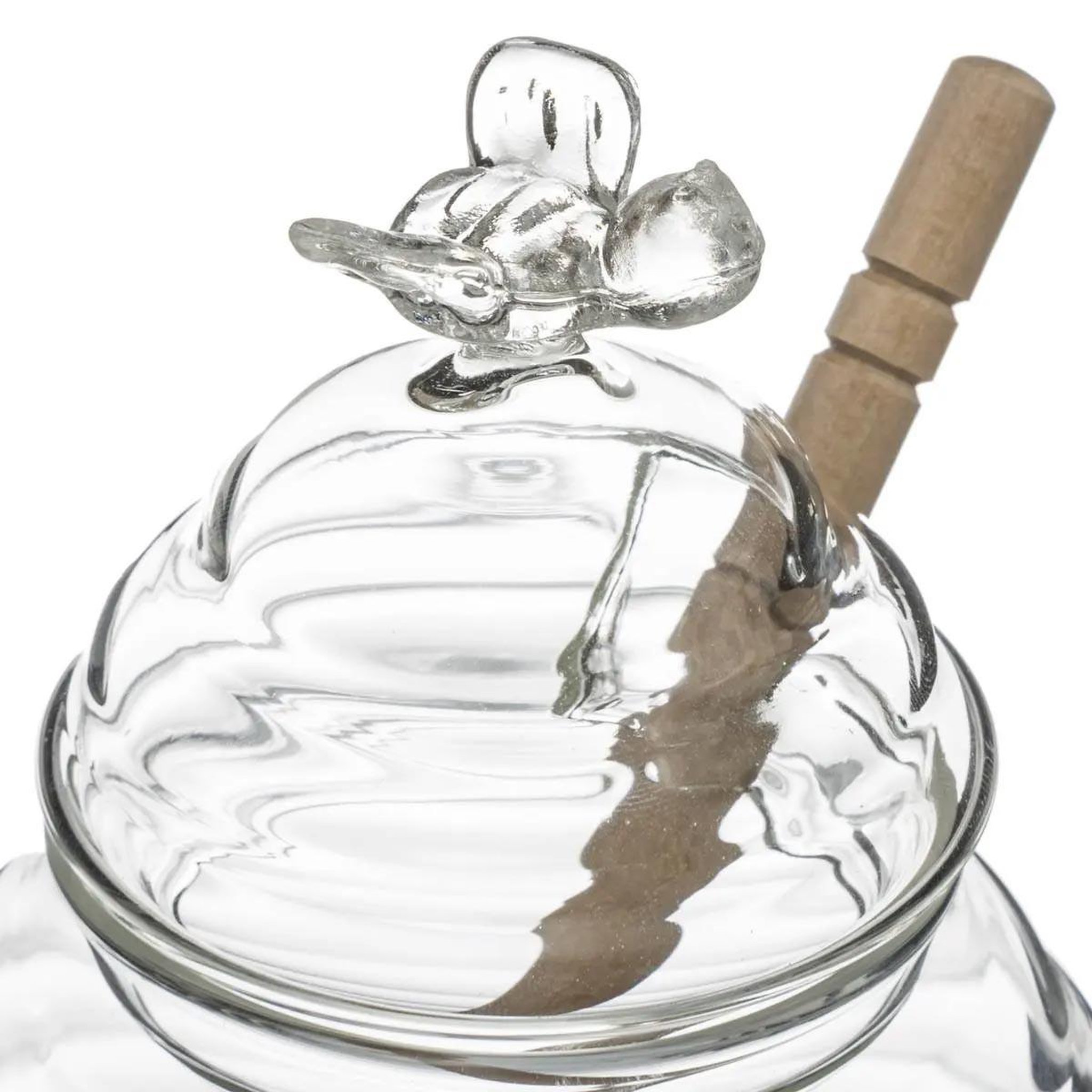 Voir la diapositive 2 : FIVE Pot à miel en verre & cuillère  honey  14cm transparent