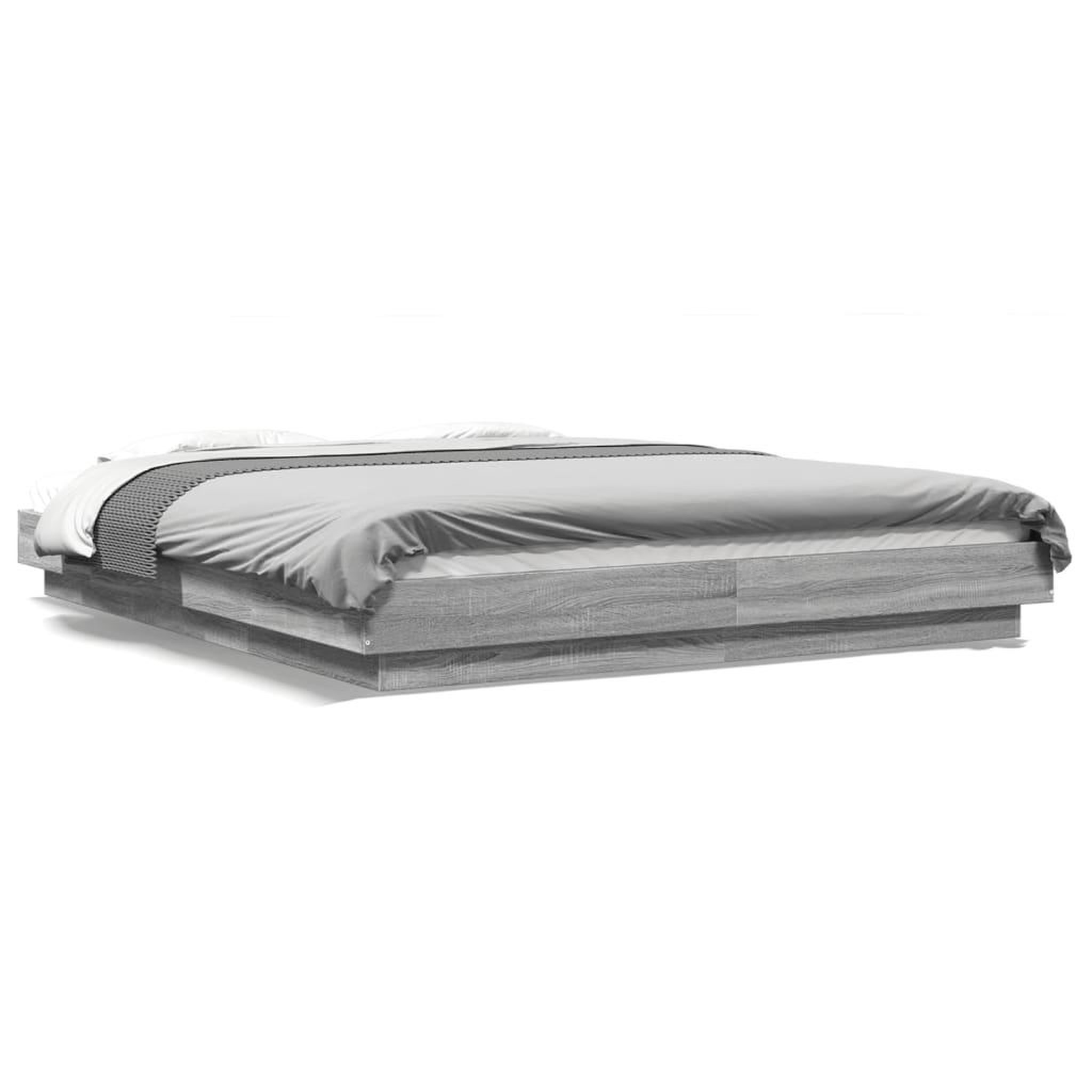 Voir la diapositive 2 : VIDAXL Cadre de lit et lumieres LED sans matelas sonoma gris 150x200cm