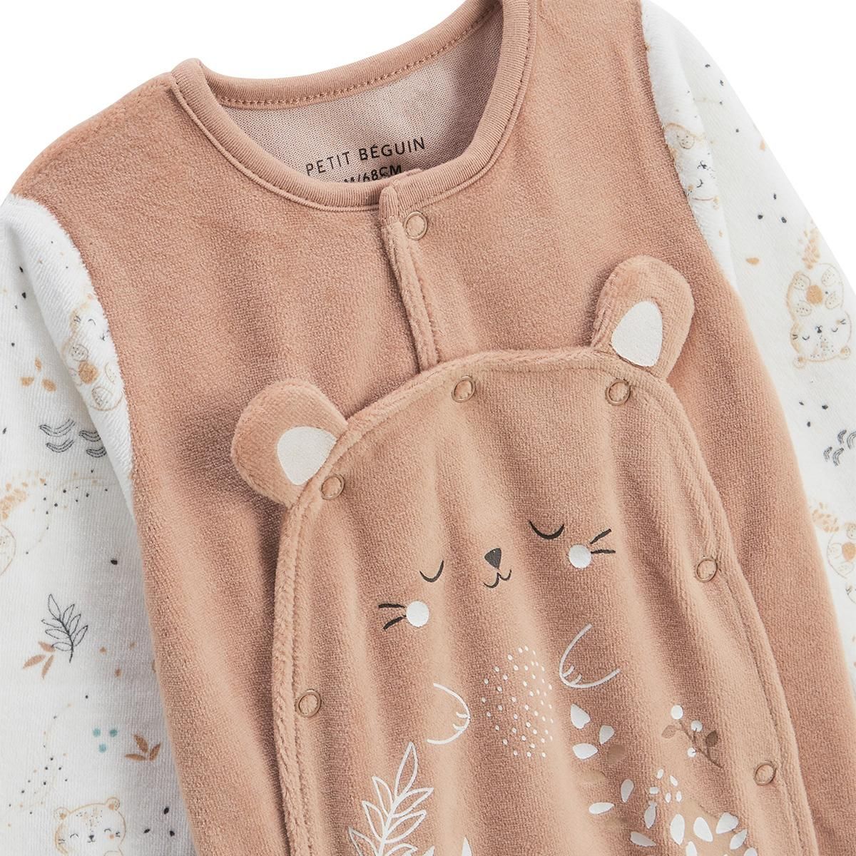 Petit Béguin Pyjama bébé en velours ouverture pont Mini Loutre