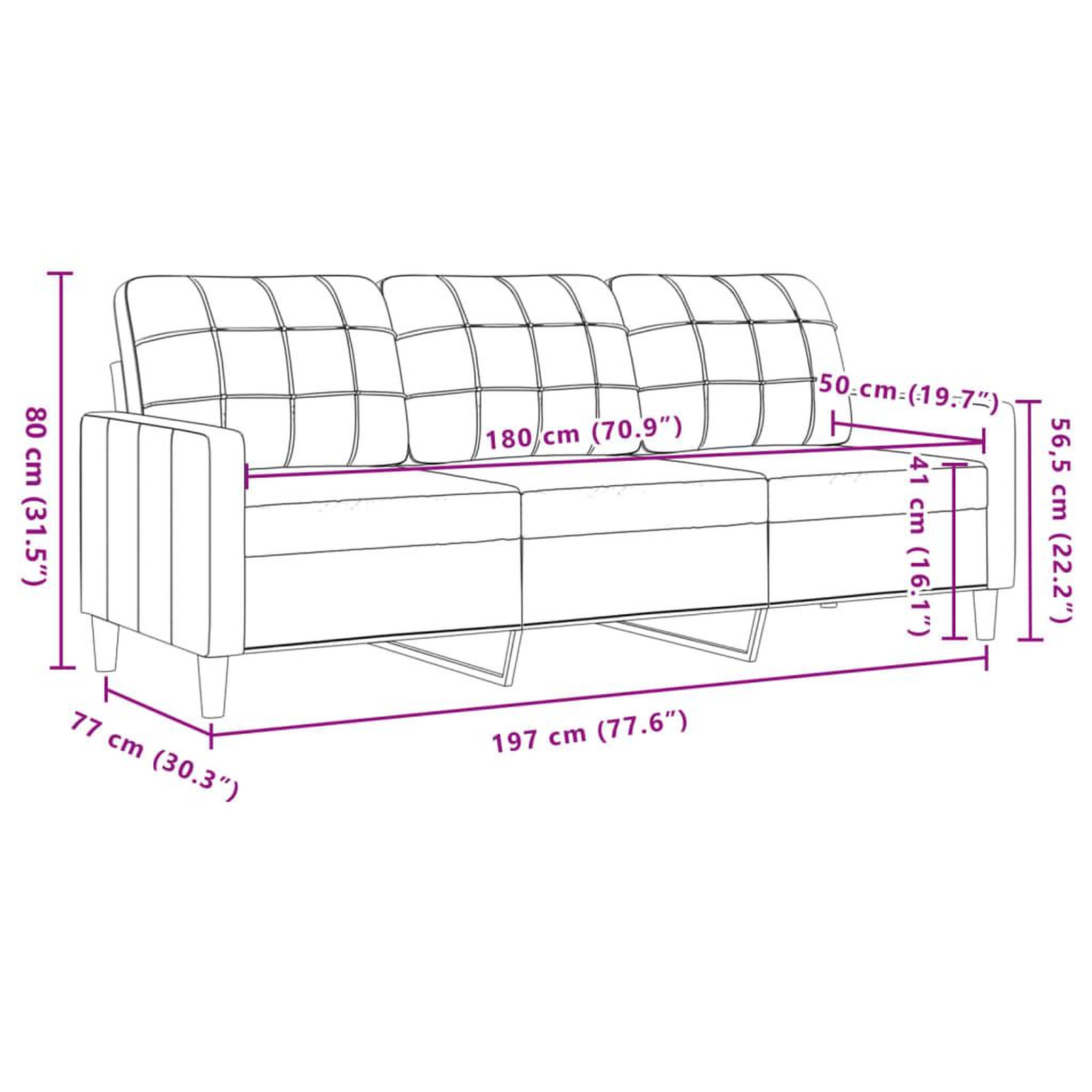 Voir la diapositive 6 : VIDAXL Canape a 3 places Noir 180 cm Velours