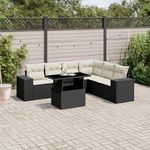 VIDAXL Salon de jardin 7 pcs avec coussins noir resine tressee