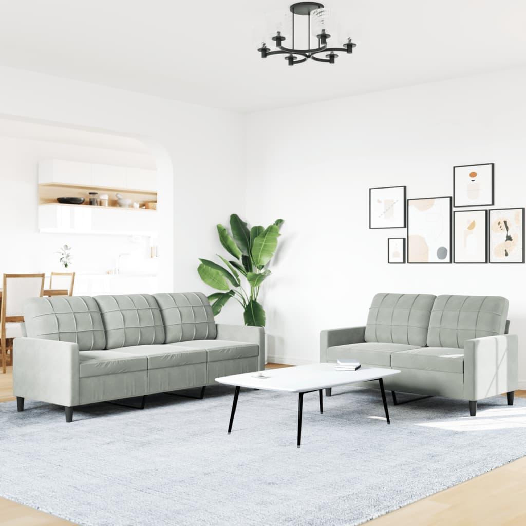 Voir la diapositive 3 : VIDAXL Ensemble de canapes 2 pcs avec coussins Gris clair Velours