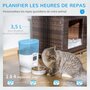 PAWHUT Distributeur de nourriture chat chien - distributeur de croquettes automatique programmable - gamelle incluse - acier inox. ABS blanc
