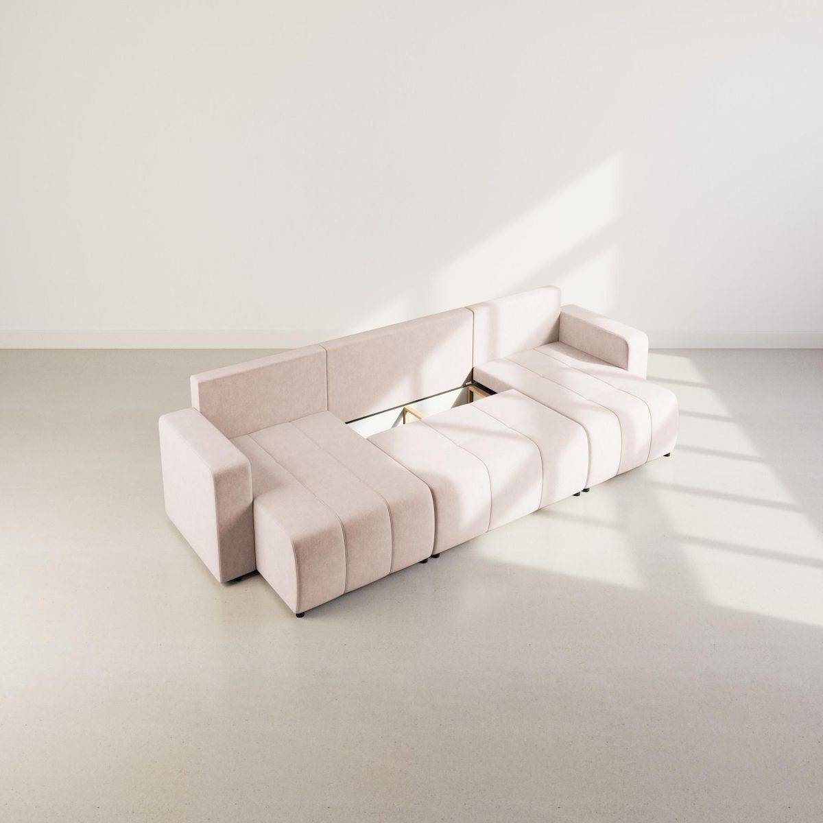 BEST MOBILIER Nicole - canapé panoramique en u 7 places convertible avec coffre en tissu