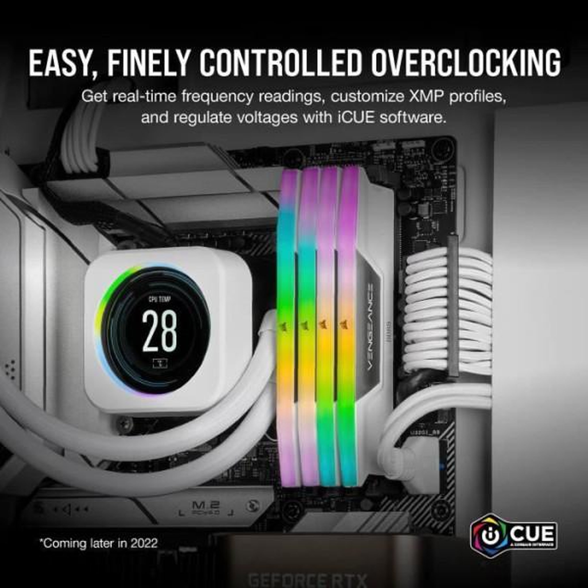Voir la diapositive 5 : Corsair CORSAIR Vengeance RGB DDR5 - 32GB 2x16GB DIMM - 6000MHz - Unbuffered, 40-40-40-77, XMP 3.0, White Heatspreader, RGB LED, 1.35V