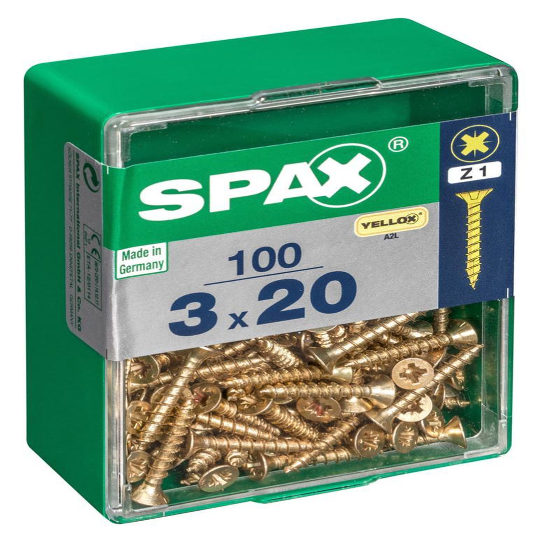 CENTRALE BRICO Lot de 100 vis acier tête fraisée pozidriv SPAX, Diam.3 mm x L.20 mm