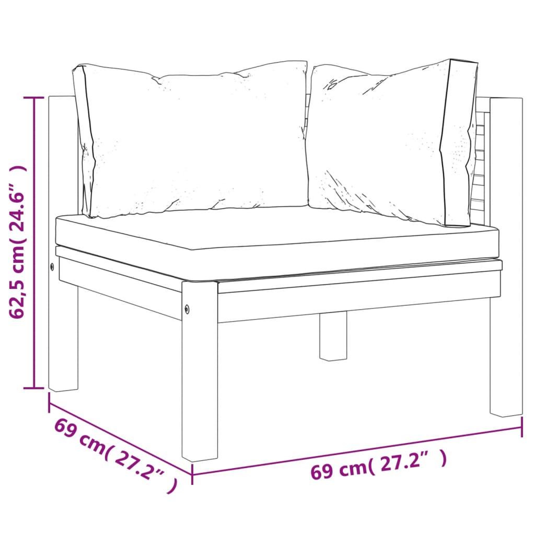 Voir la diapositive 6 : VIDAXL Canape d'angle sectionnel et coussin blanc creme Bois d'acacia