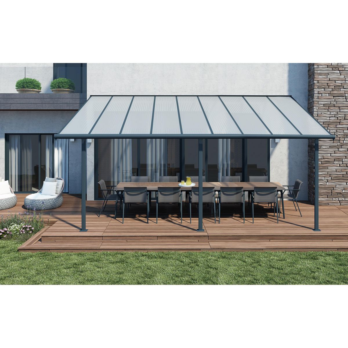 Pergola adossable aluminiun - 16.37m²  