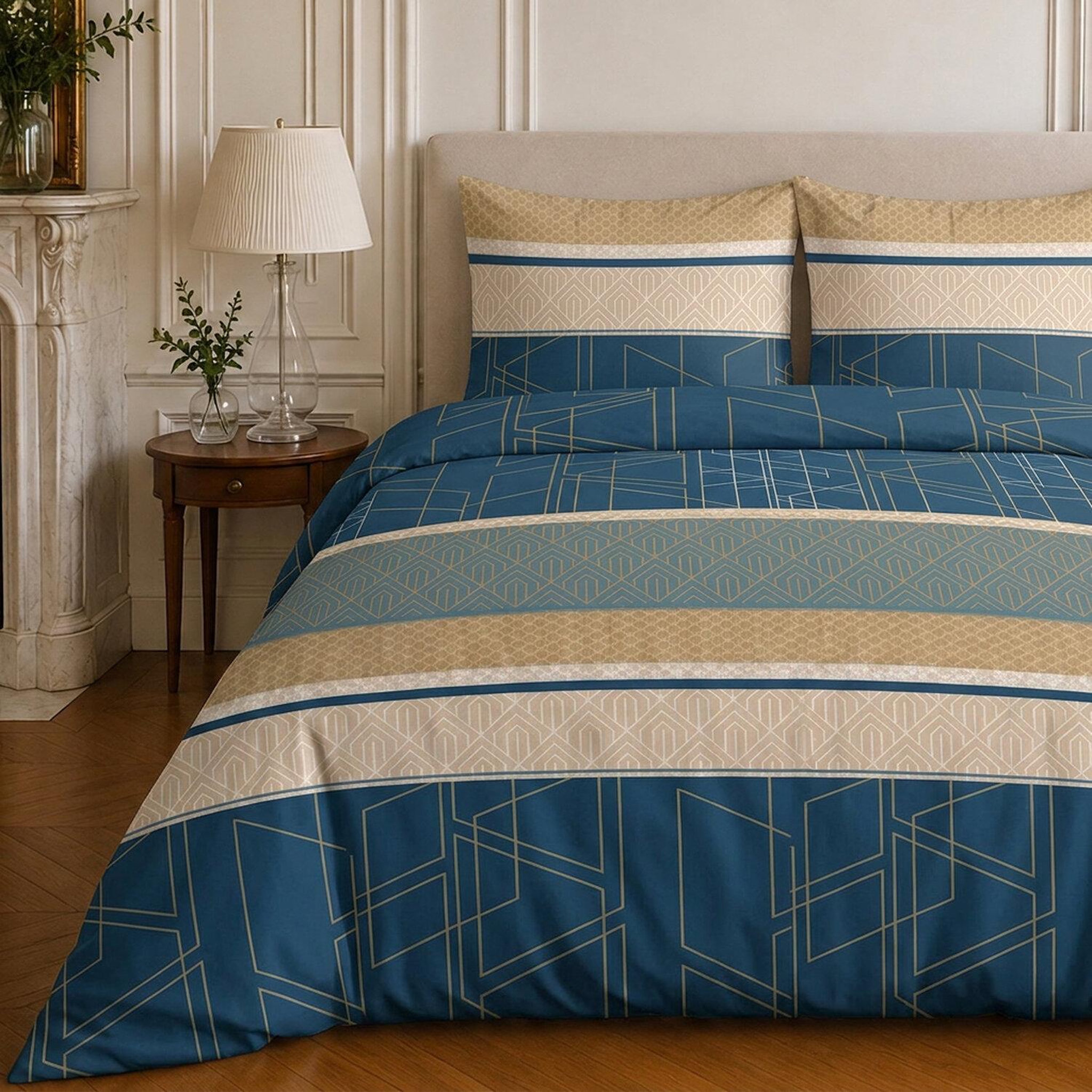 Voir la diapositive 3 : Home collection Parure housse de couette imprimée 100% coton 57 fils - ulysse