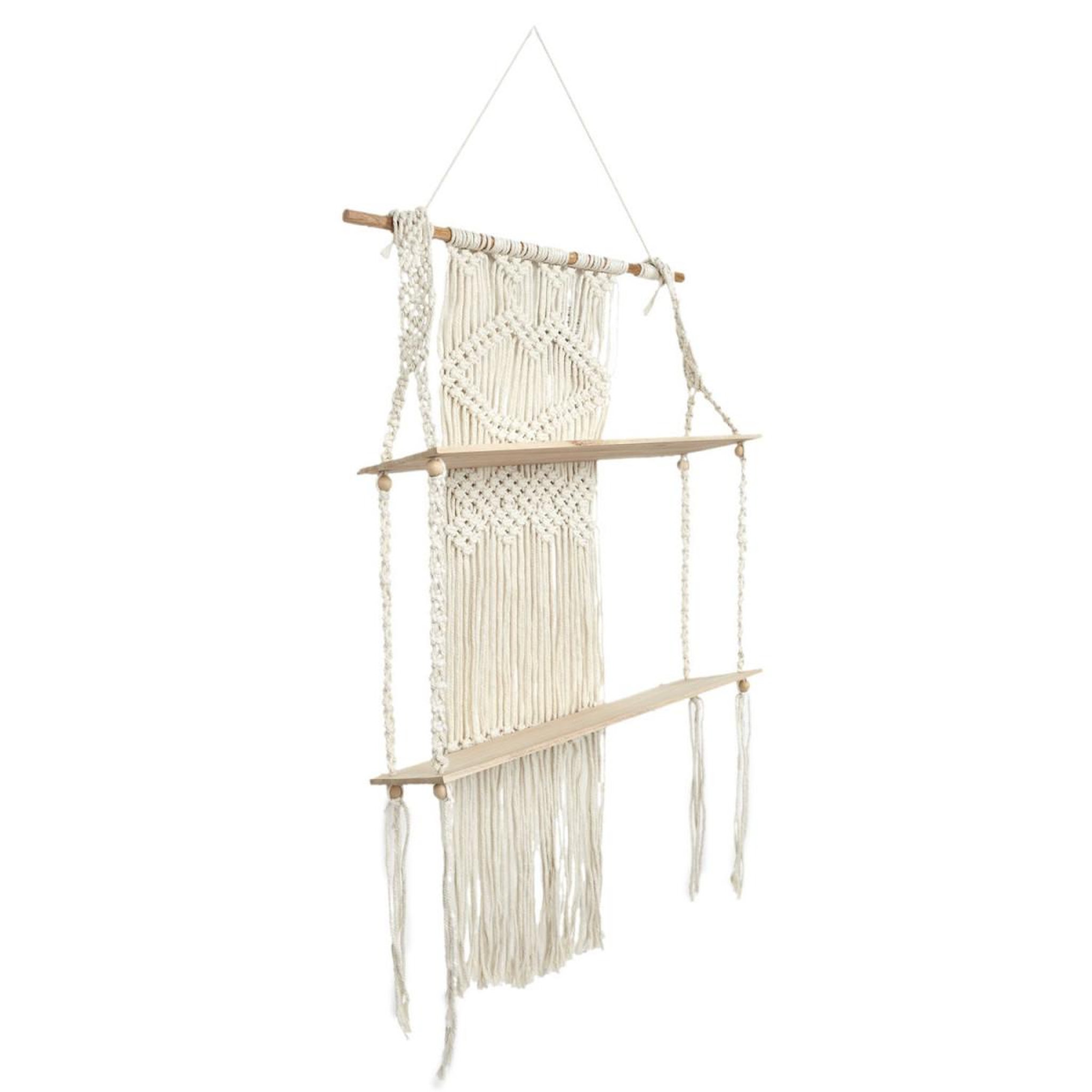 Voir la diapositive 2 : The Home Deco Factory Étagère déco 2 niveaux  boho  85cm beige