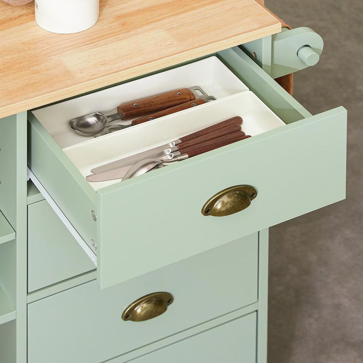 SOBUY SoBuy - Îlot De Cuisine à 4 tiroirs - Vert - 90x37x88cm - Nordique - FKW127-GR