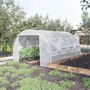 Voir la diapositive 2 : OUTSUNNY Serre de jardin 12 m² porte parois latérales zippées enroulables 8 fenêtres acier PE haute densité blanc