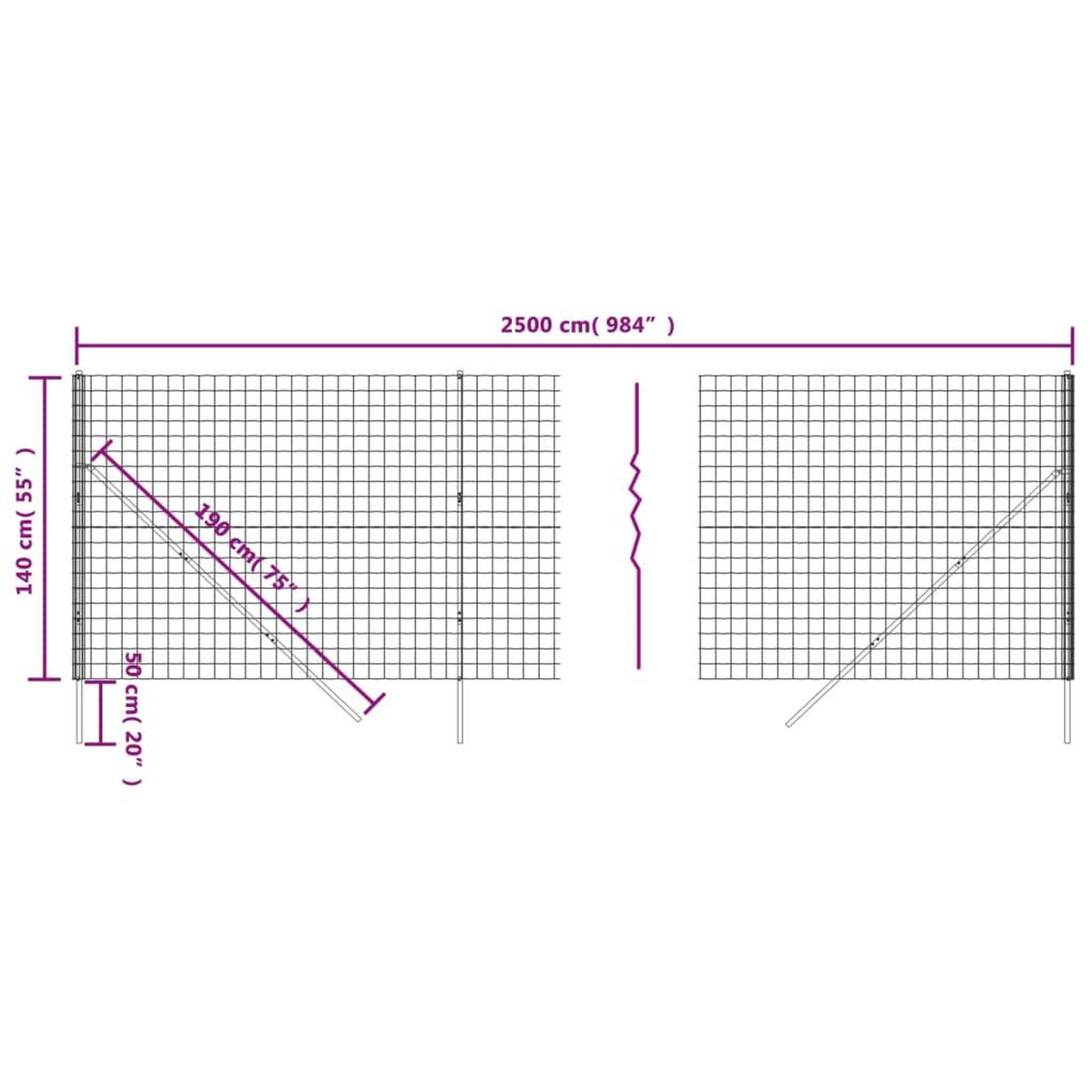 Voir la diapositive 6 : VIDAXL Cloture en treillis metallique anthracite 1,4x25 m