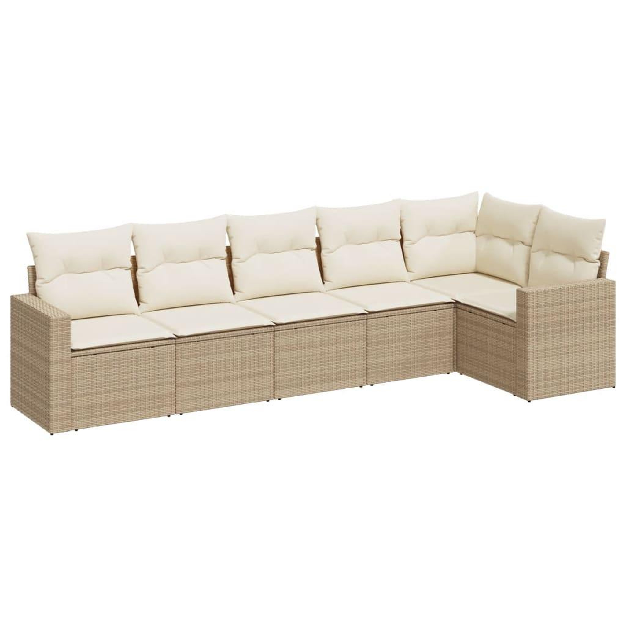 Voir la diapositive 2 : VIDAXL Salon de jardin avec coussins 6 pcs beige resine tressee