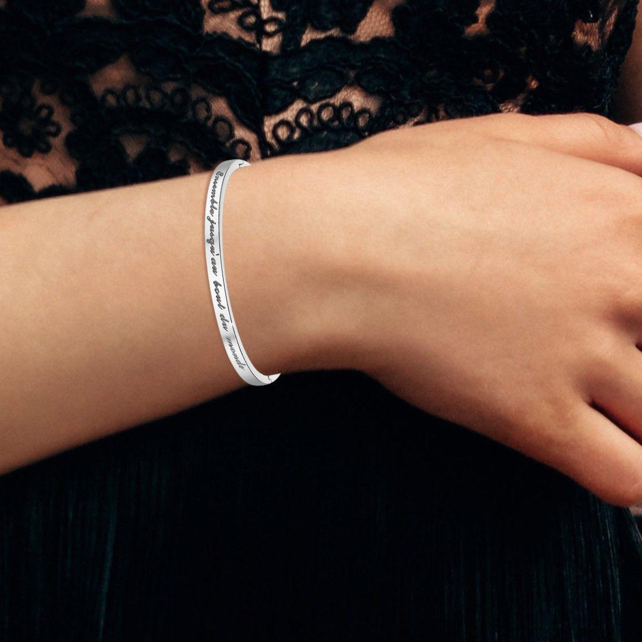 Voir la diapositive 2 : SC CRYSTAL Ensemble jusqu'au bout du monde - Bracelet SC Crystal en Acier Rhodié argenté