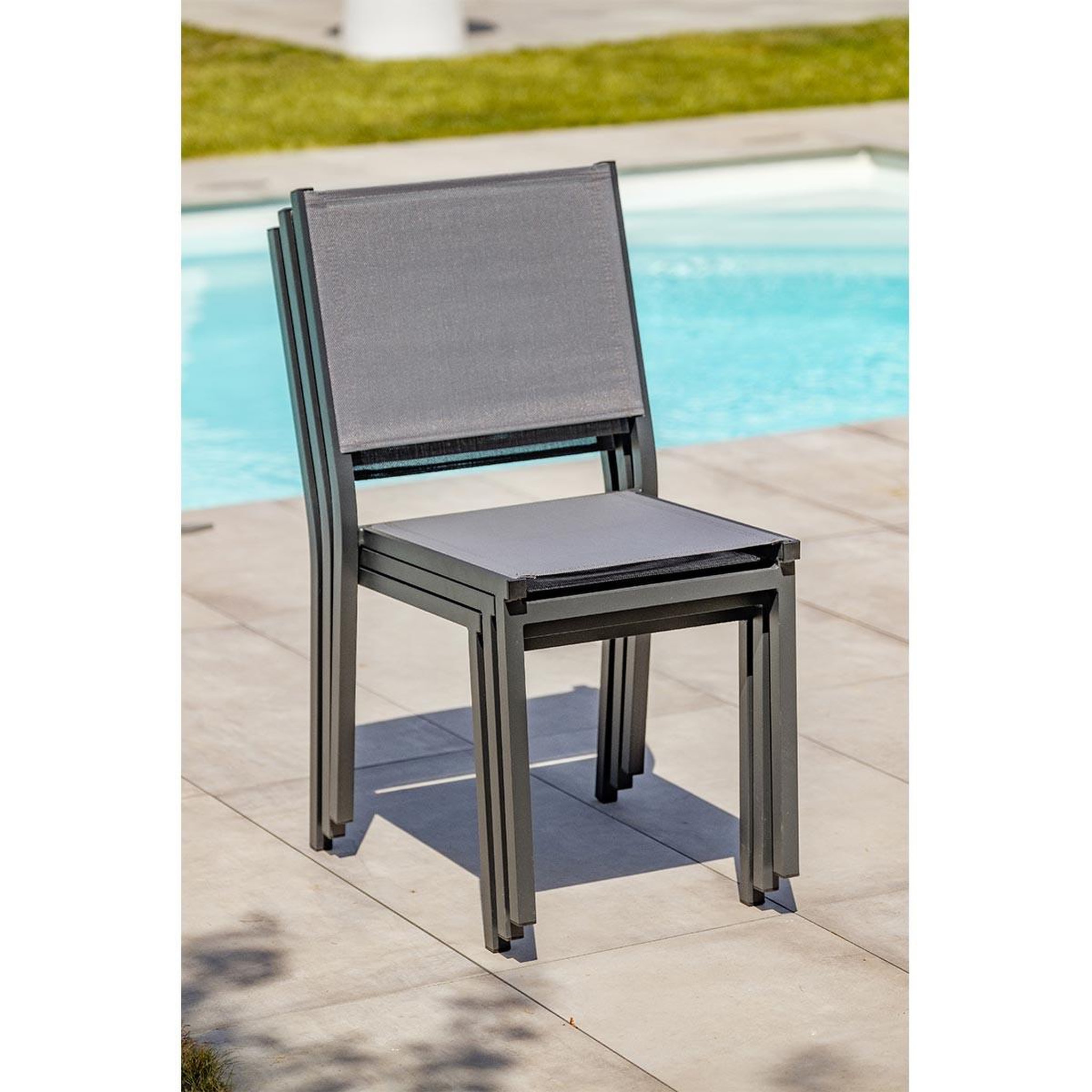 Voir la diapositive 3 : DCB GARDEN Chaise de Jardin Empilable  Tolede  87cm Gris Anthracite