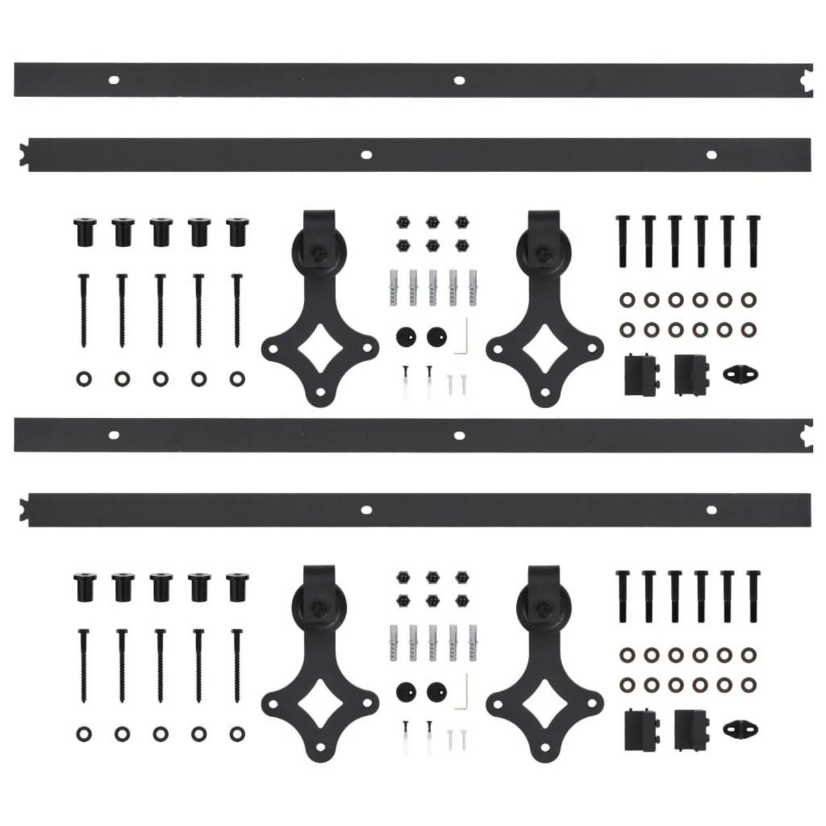VIDAXL Kits de fixation pour porte coulissante 2 pcs 200 cm Acier Noir