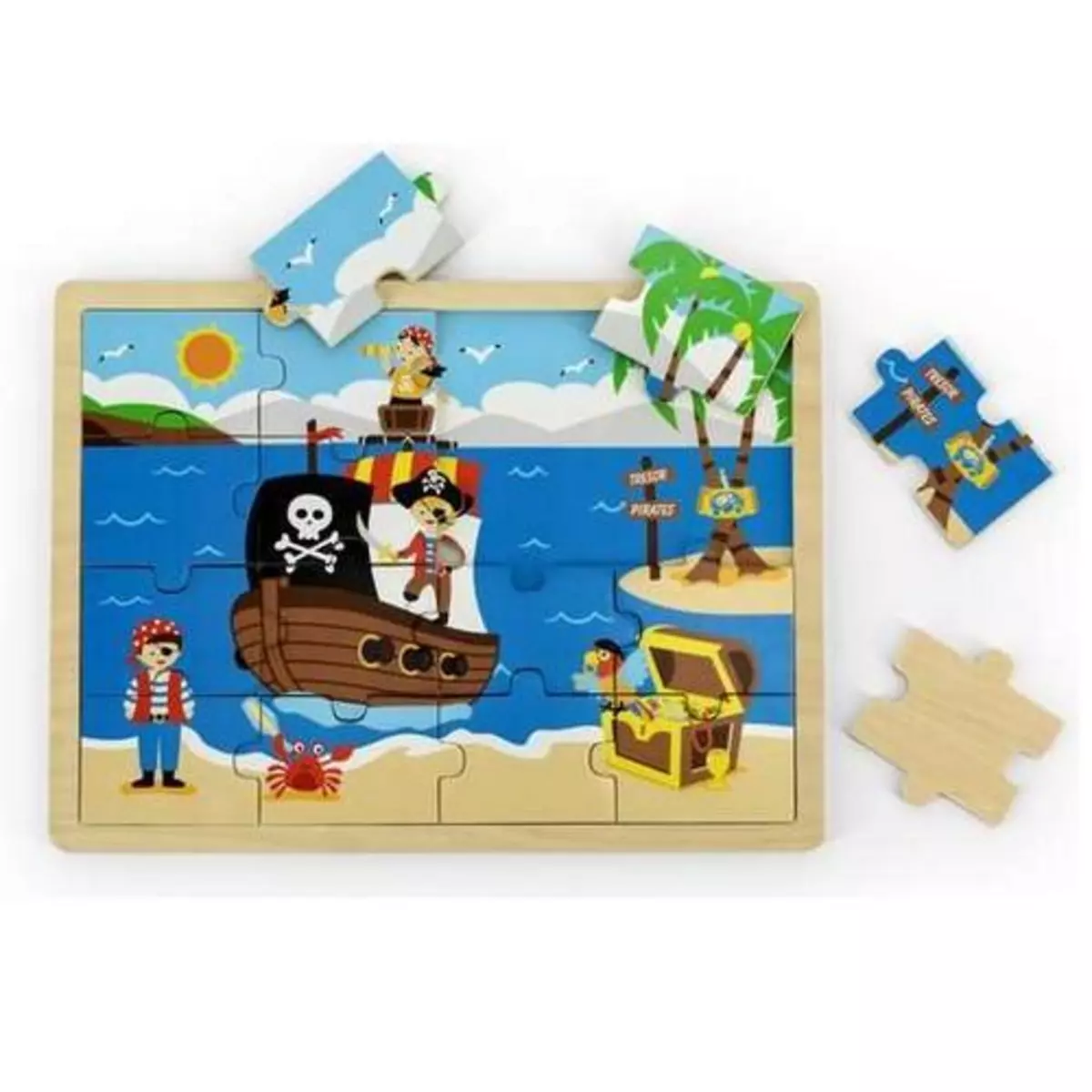 Plan Toys Puzzle en bois 16 pièces : Pirate