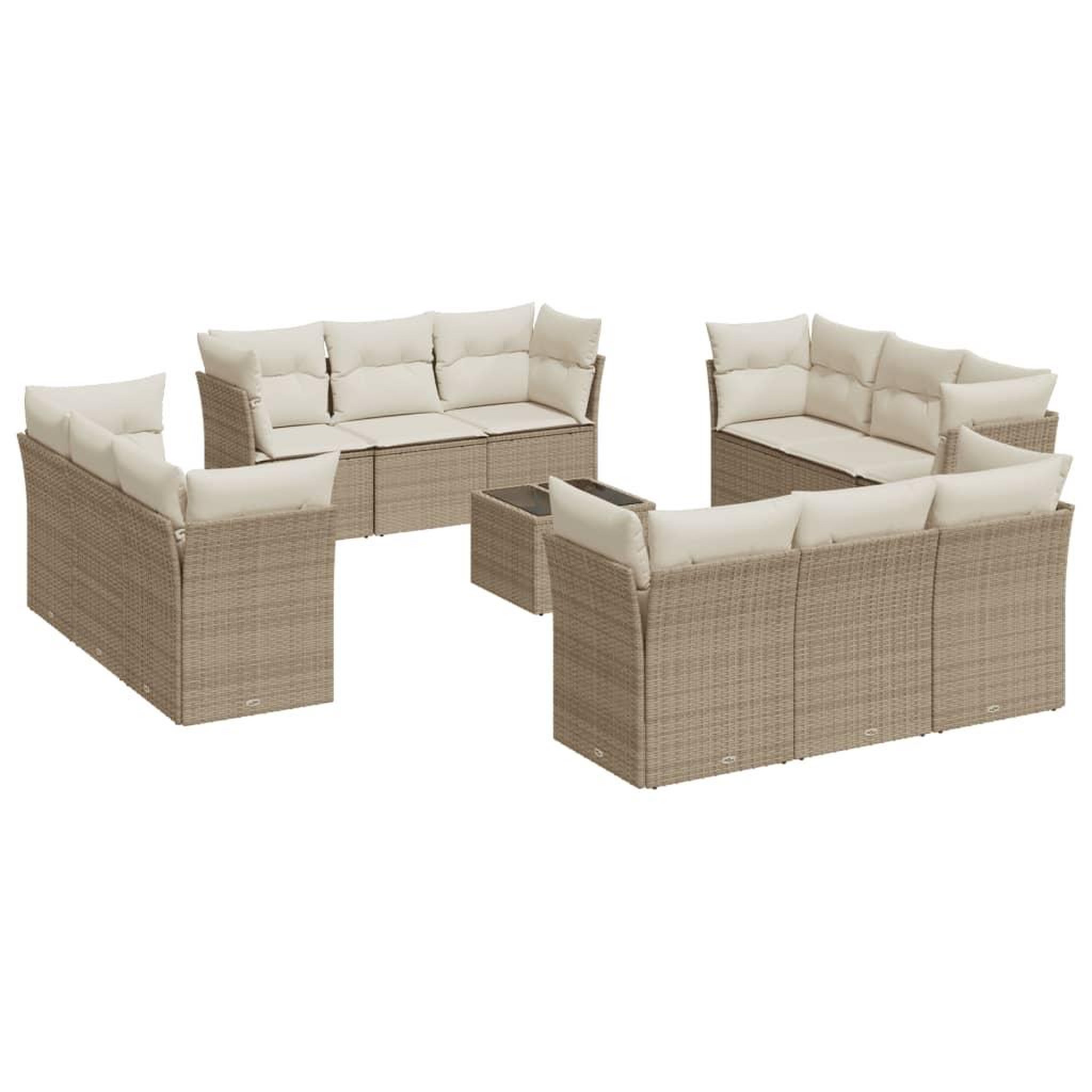 Voir la diapositive 2 : VIDAXL Salon de jardin avec coussins 13 pcs beige resine tressee