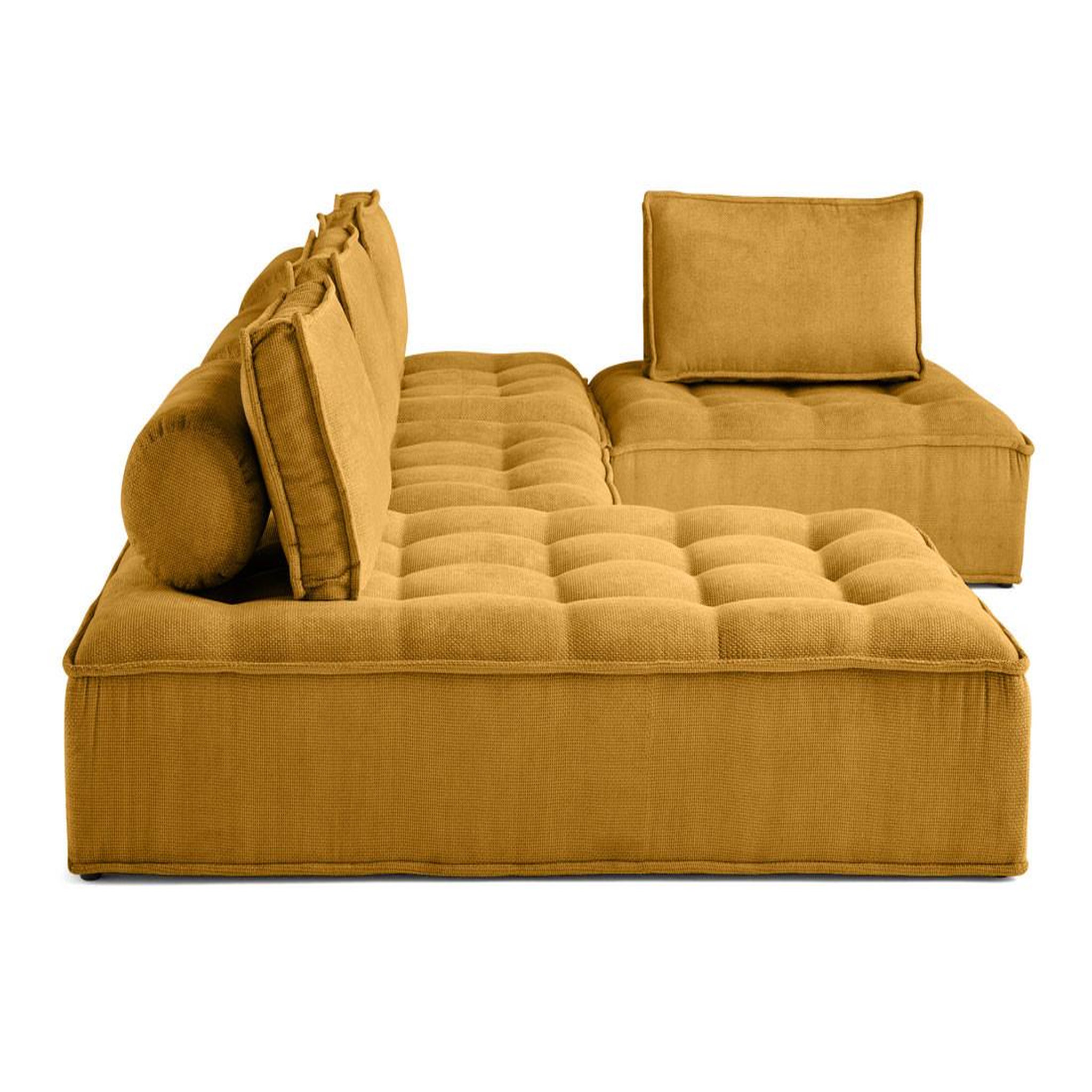 Voir la diapositive 4 : BEST MOBILIER Marisol - canapé panoramique modulable 7 places - velours texturé