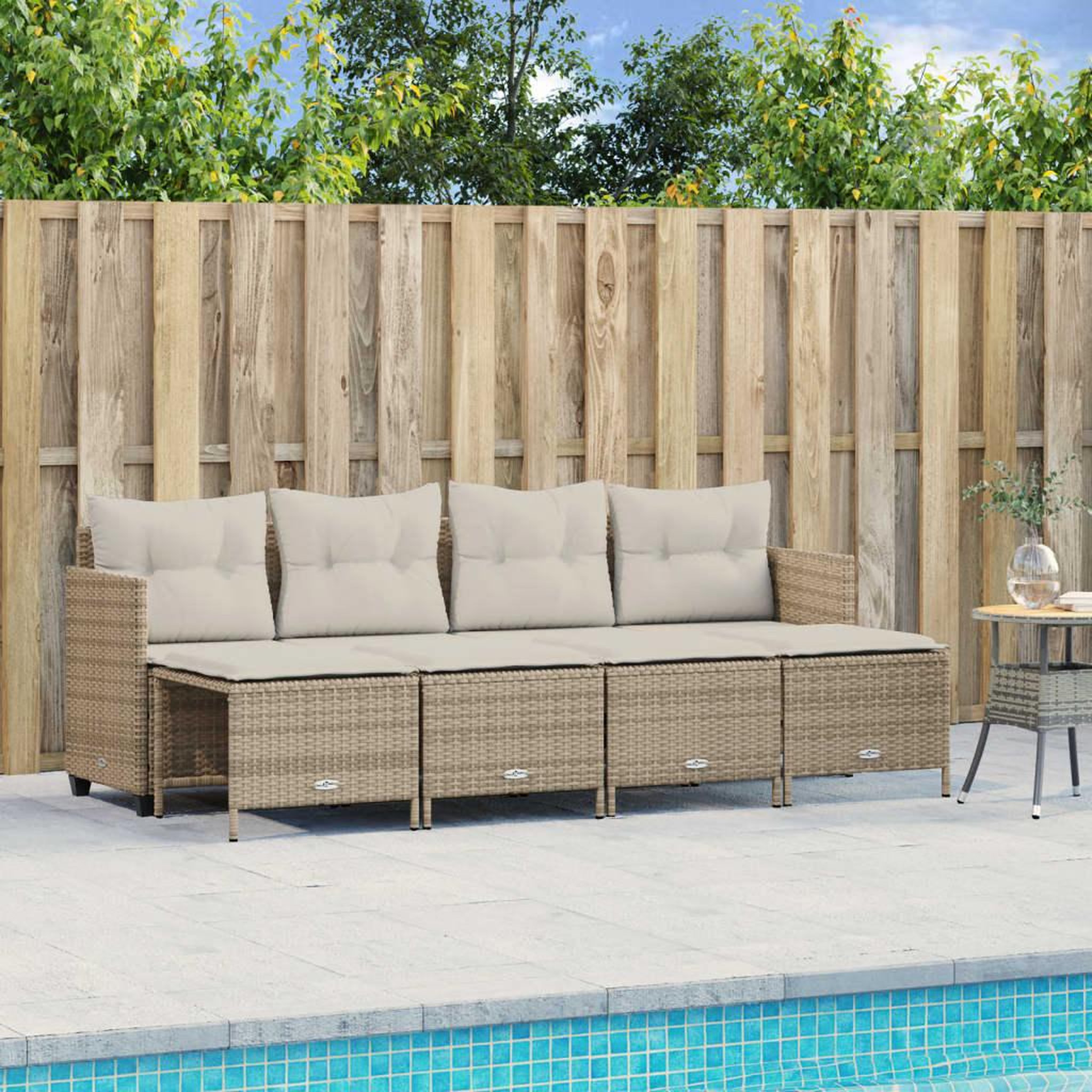 VIDAXL Salon de jardin avec coussins 5 pcs beige resine tressee