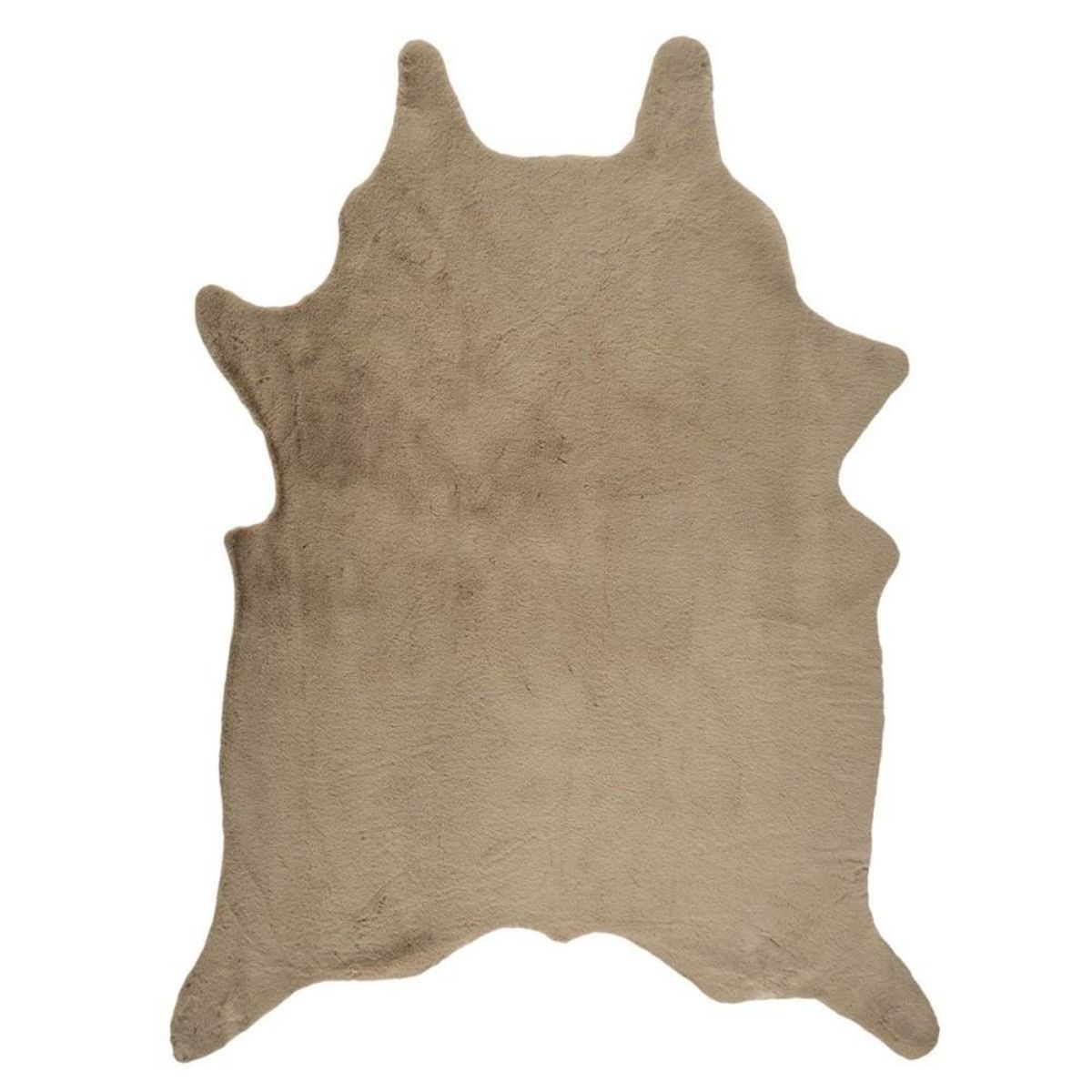 The Home Deco Factory Tapis forme peau de bête imitation fourrure taupe 120x158 cm