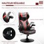 Voir la diapositive 4 : VINSETTO Fauteuil gaming base ronde métal pivotante 360° hauteur réglable tétière accoudoirs relevables PVC rouge noir