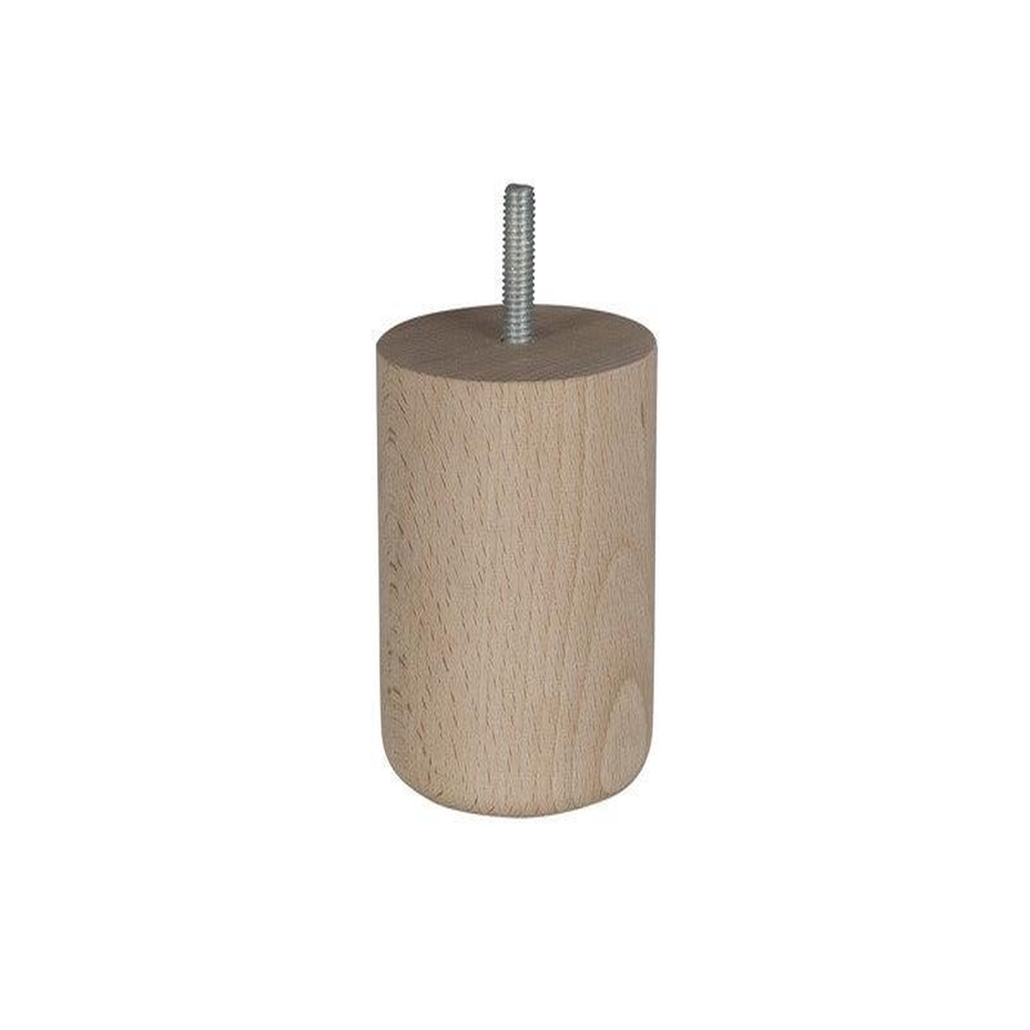 CIME Pied De Meuble Cylindrique Fixe Hêtre Brut Blanc/Beige, 8 Cm