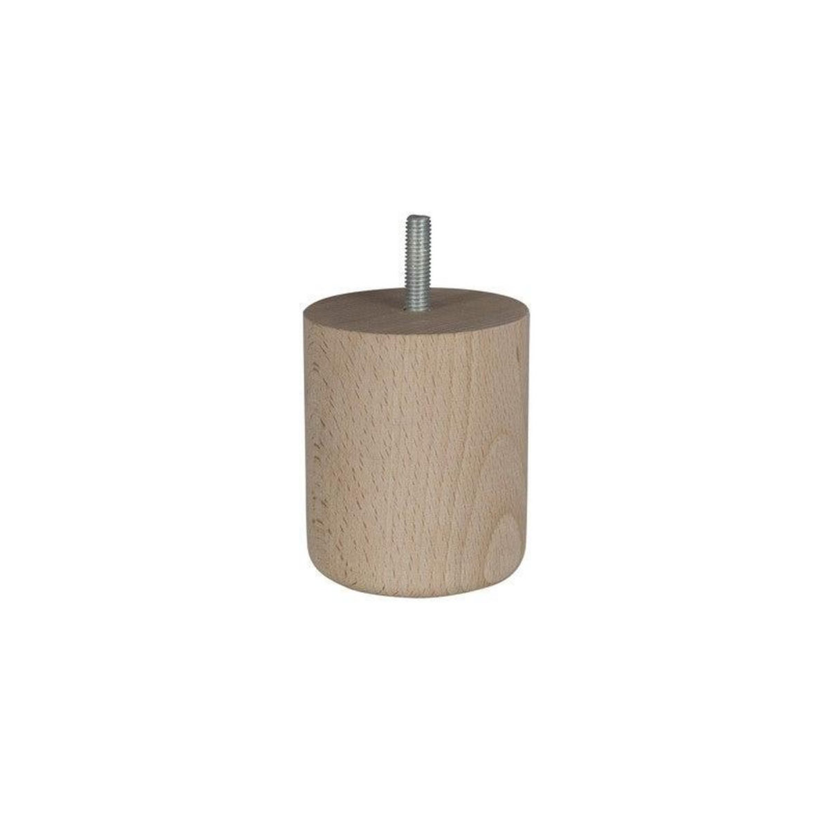 CIME Pied De Meuble Cylindrique Fixe Hêtre Brut Blanc/Beige, 8 Cm