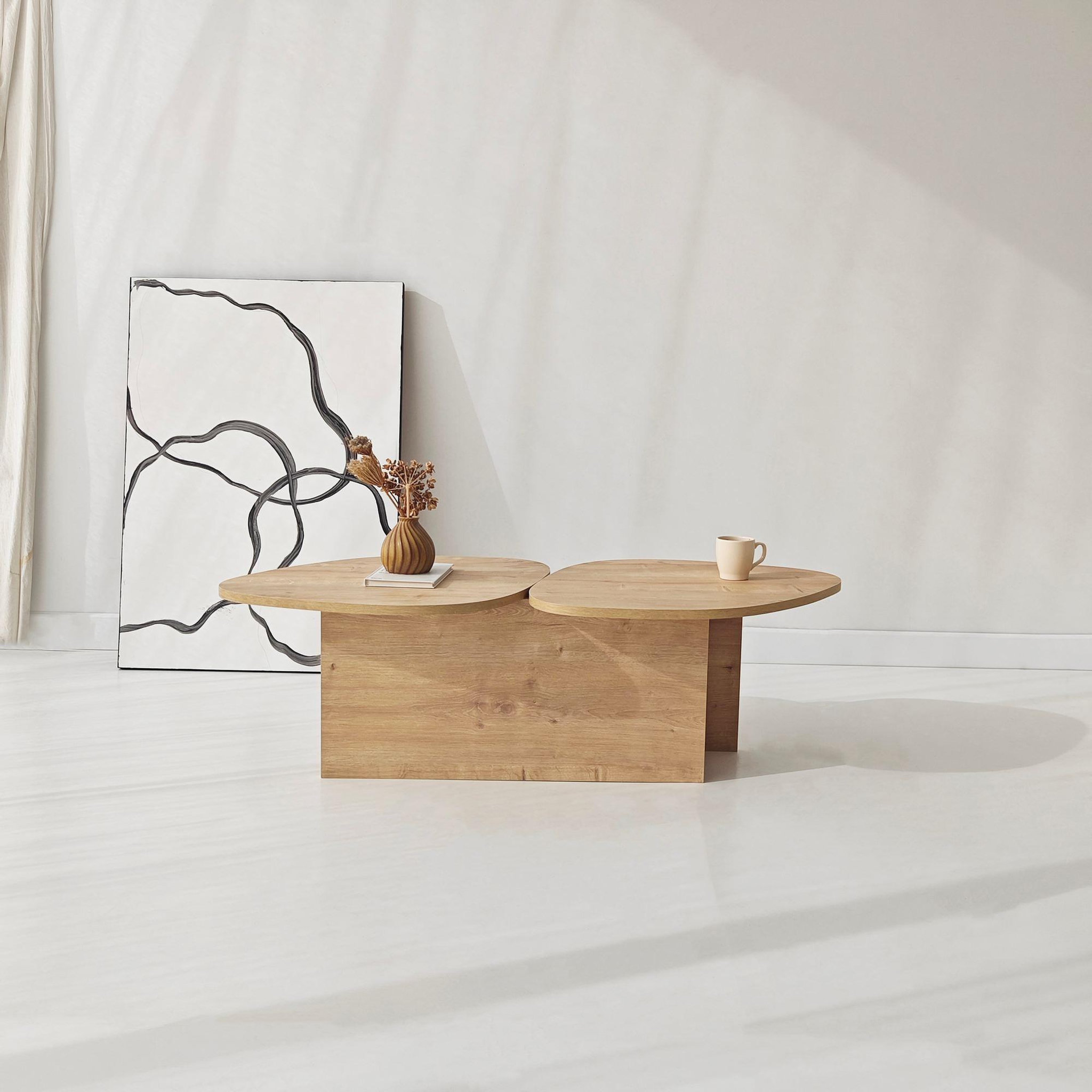 Voir la diapositive 3 : Habitat et Jardin Table basse en bois  stones  125 x 60 x 38 cm - chêne saphir