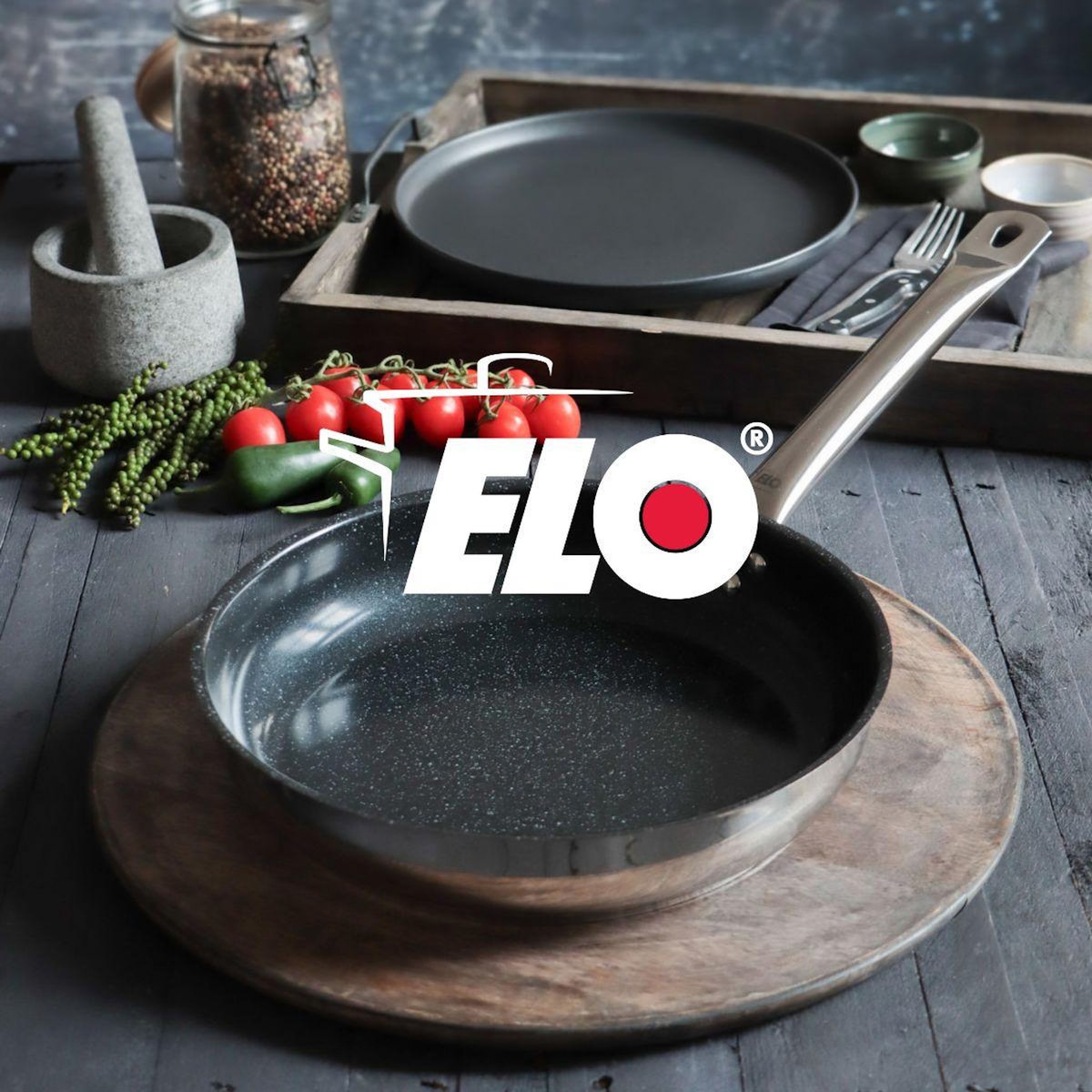 ELO Lot Poêle 24cm Elo Profi Therm Platinum & Faitout 12cm Elo Citrin