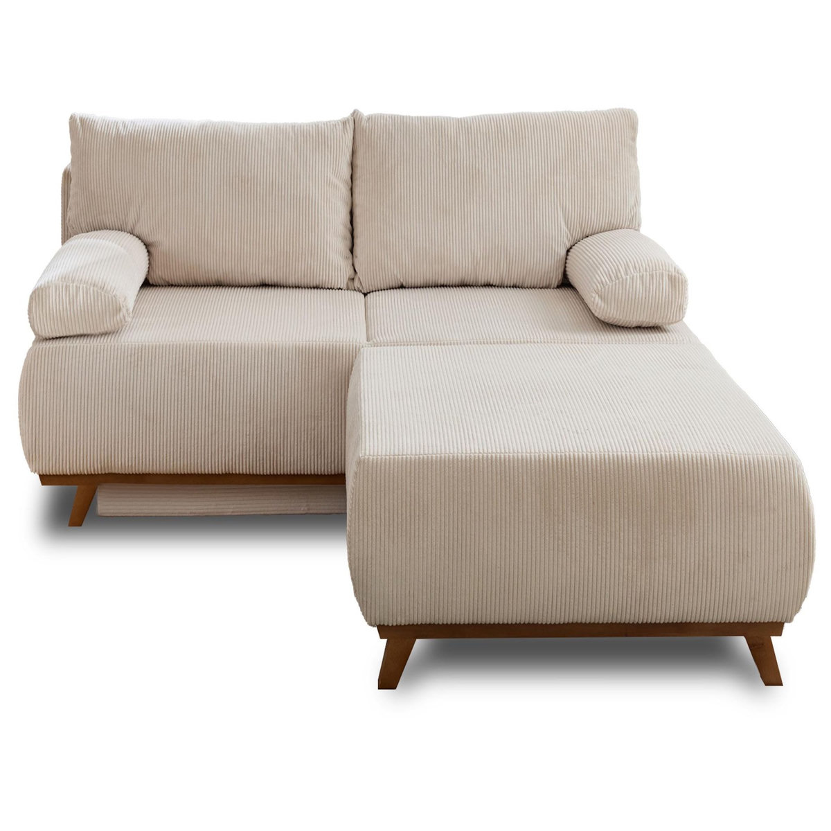 BEST MOBILIER Cristal - canapé 3 places - convertible avec coffre et grand pouf - en velours côtelé