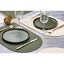 Voir la diapositive 2 : BJORN Set de table rectangovale réversible - 6 pièces - Cuir recyclé blanc crème et vert de gris