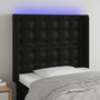 Voir la diapositive 1 : VIDAXL Tete de lit a LED Noir 93x16x118/128 cm Similicuir