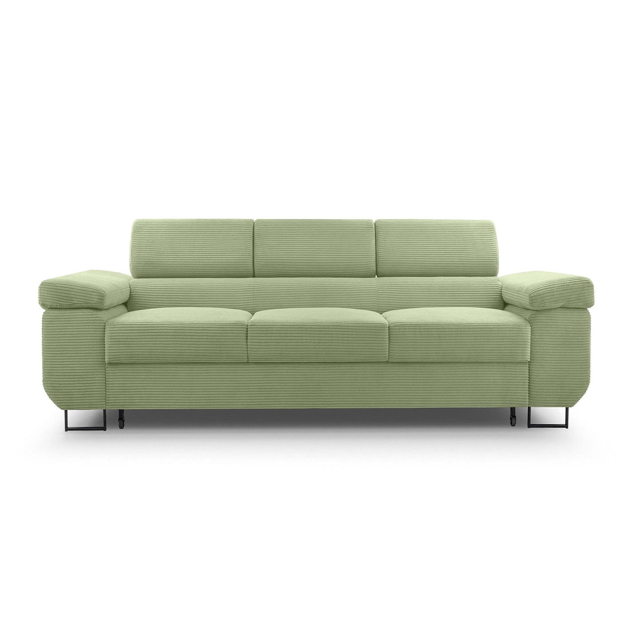 Voir la diapositive 1 : BEST MOBILIER Pablo - canapé 3 places - convertible avec têtières réglables - en velours côtelé