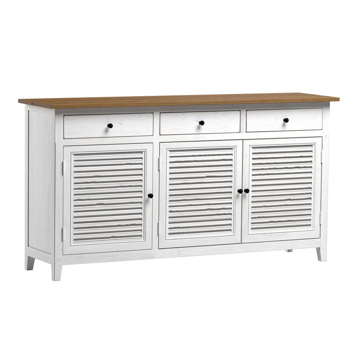 Rendez vous déco Buffet en bois recyclé blanc effet vieilli-Casa