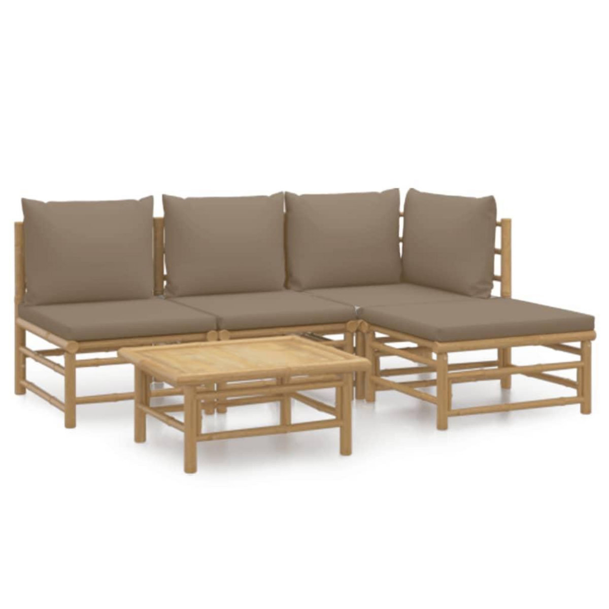VIDAXL Salon de jardin 5 pcs avec coussins taupe bambou