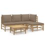 Voir la diapositive 2 : VIDAXL Salon de jardin 5 pcs avec coussins taupe bambou