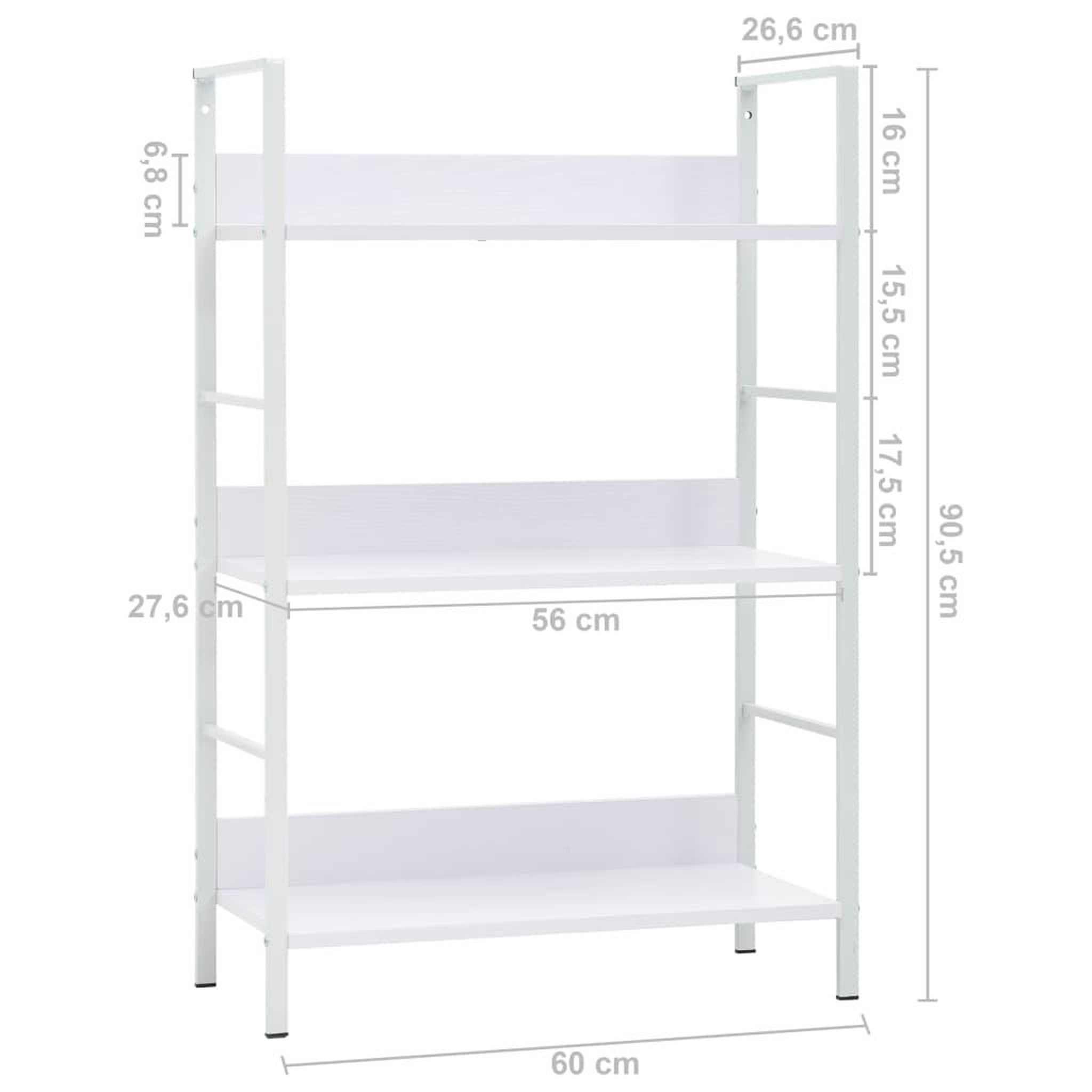 Voir la diapositive 6 : VIDAXL Bibliotheque a 3 niveaux blanc 60x27,6x90,5cm bois d'ingenierie